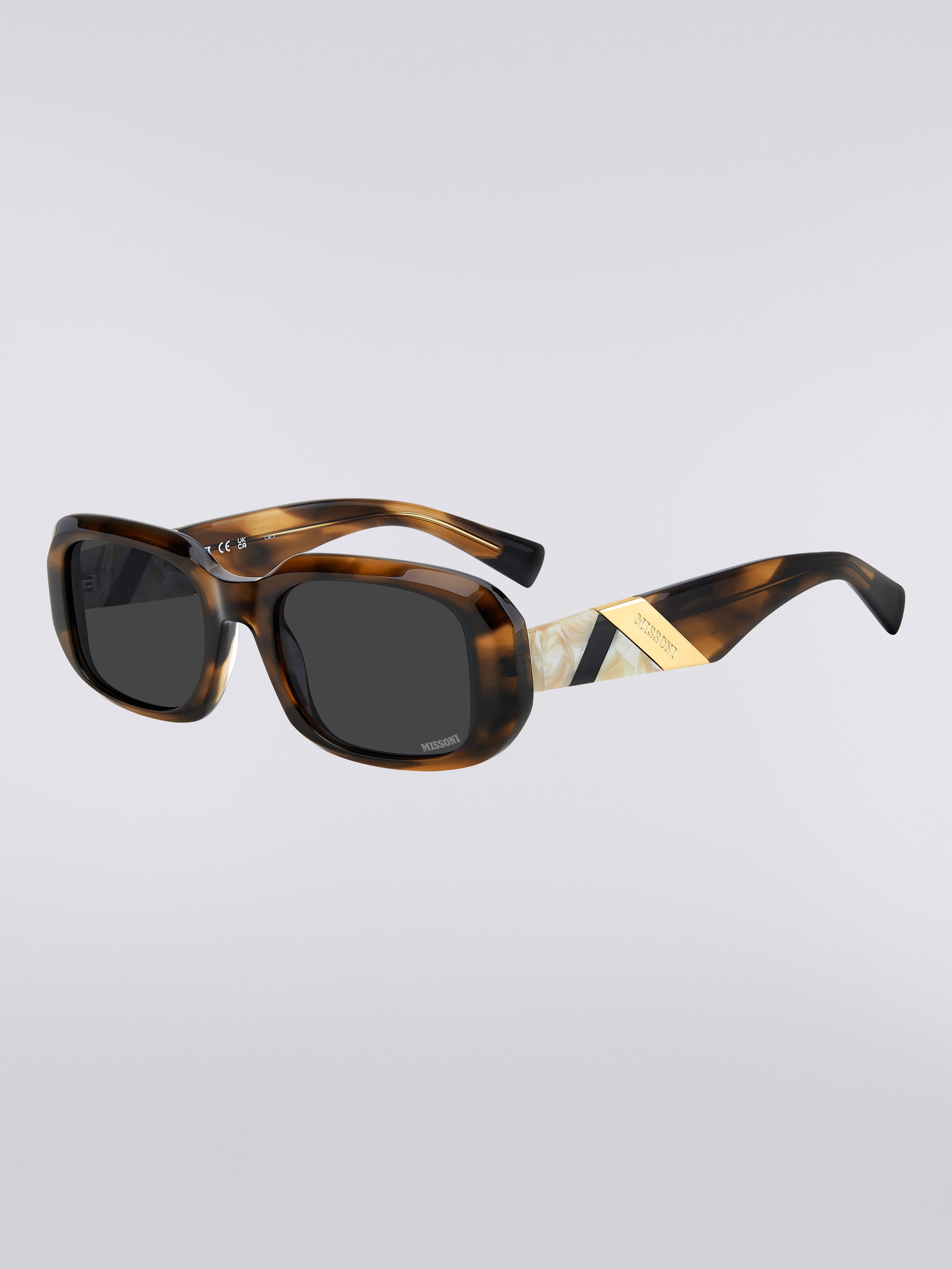 Rechteckige Acetat-Sonnenbrille, Mehrfarbig  - 1