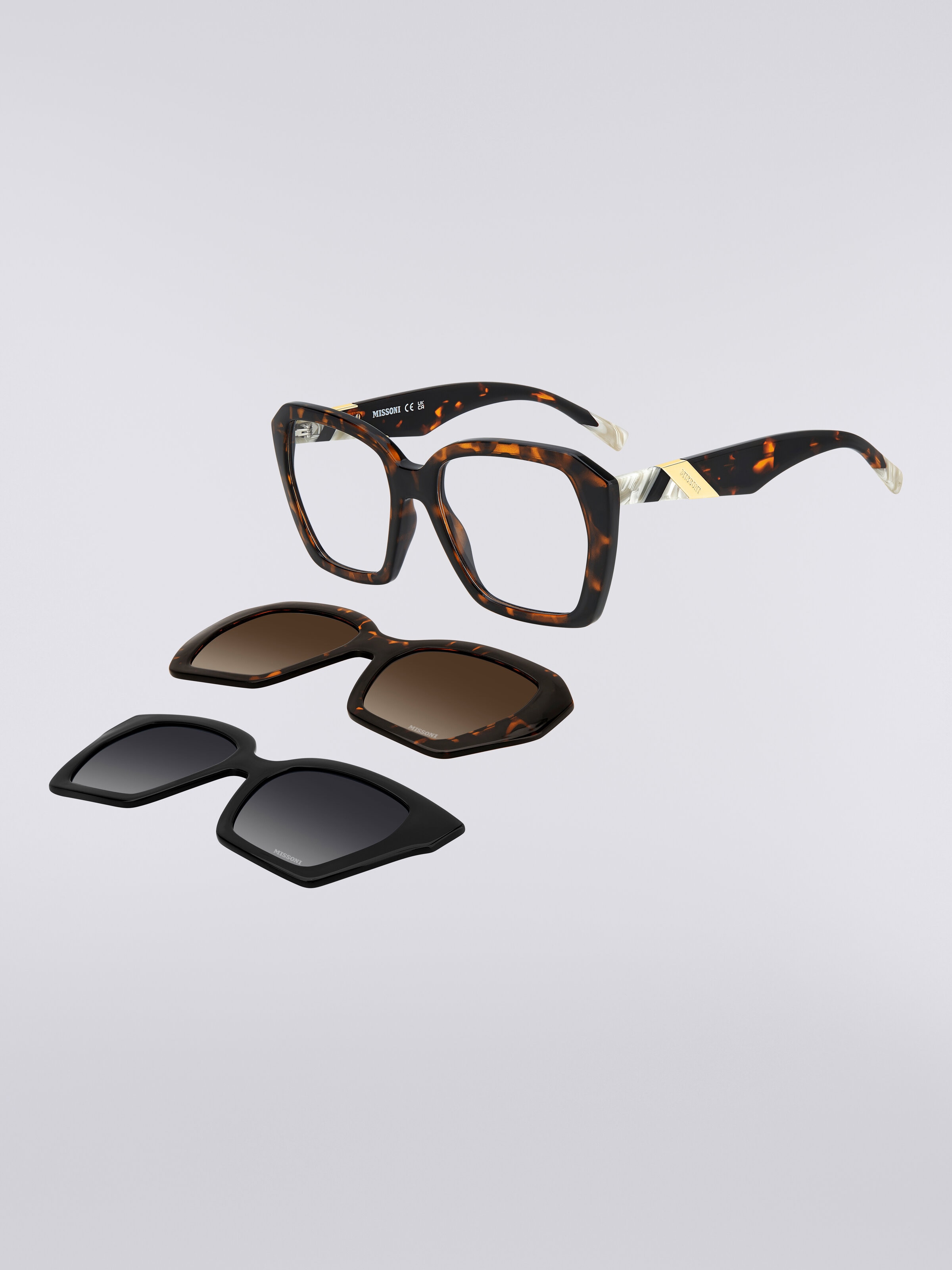 Gafas de sol de doble clip de acetato, Multicolor  - 1