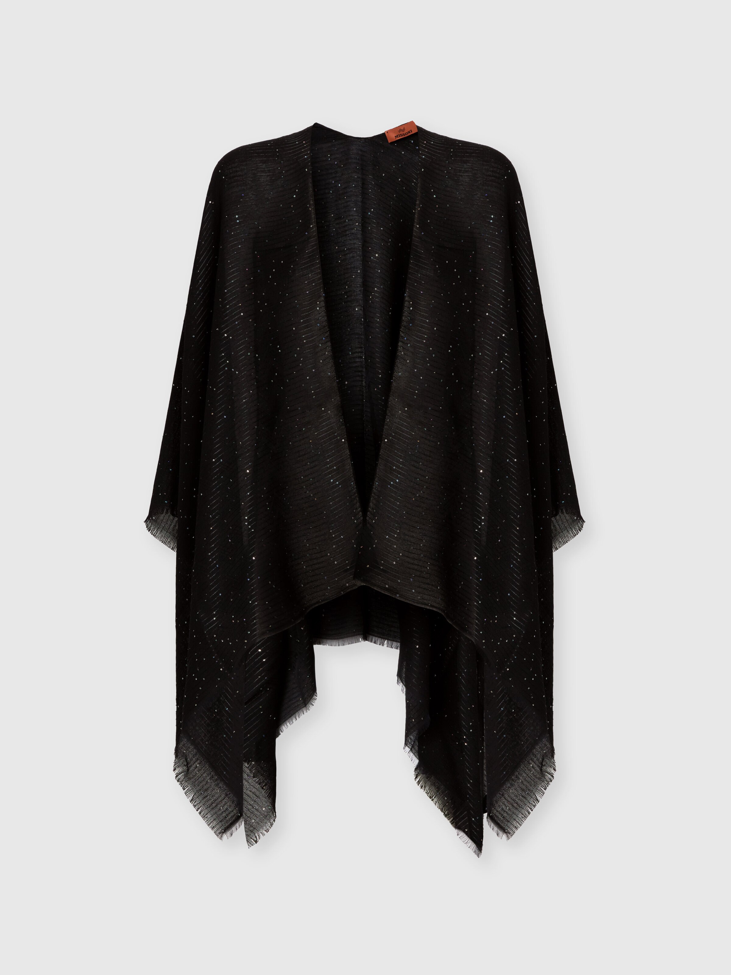 Viscose blend cape with luminous details, Multicoloured  - 0