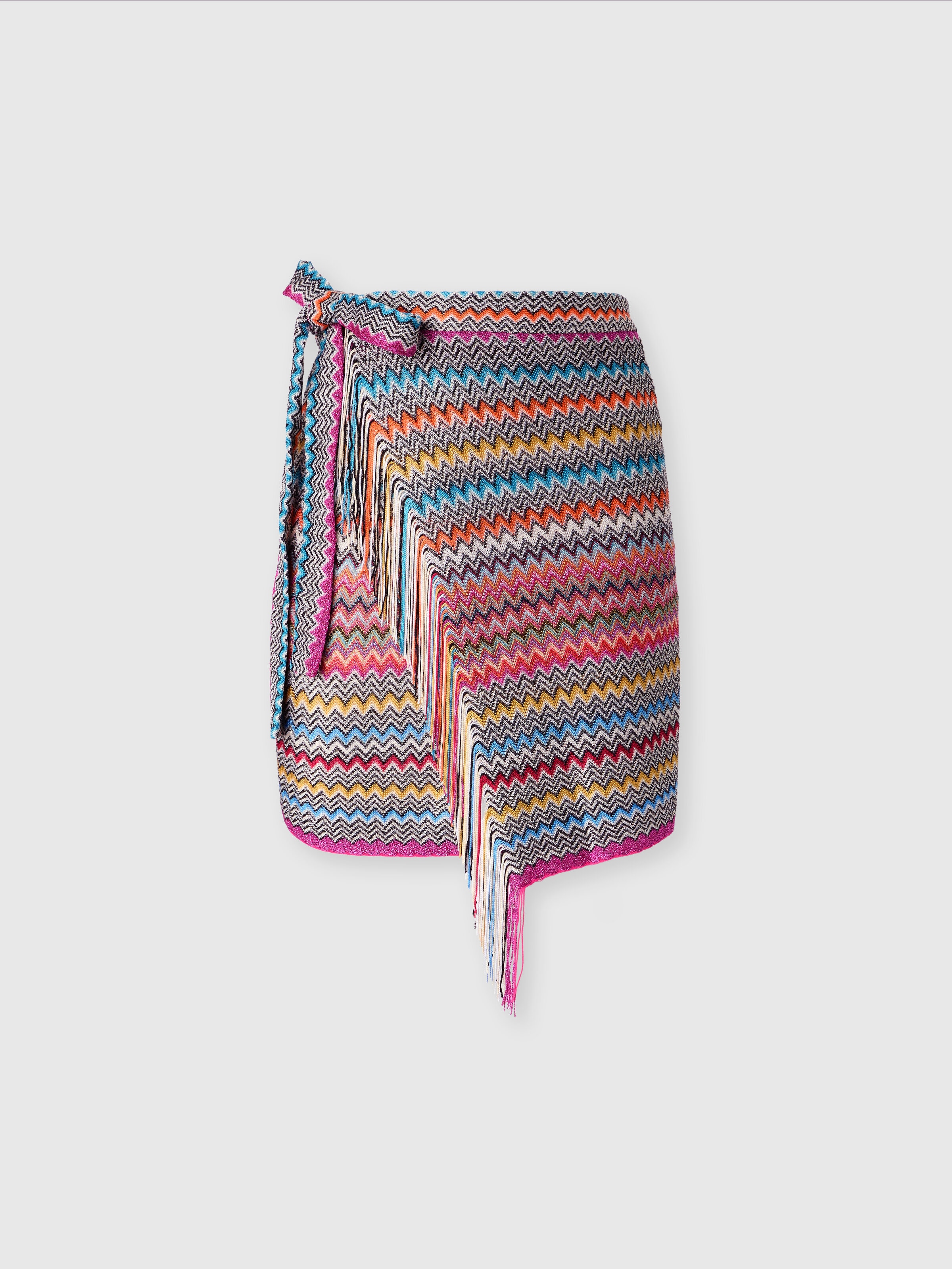 Viscose blend cover-up sarong with zig zag pattern, Multicoloured  - 0
