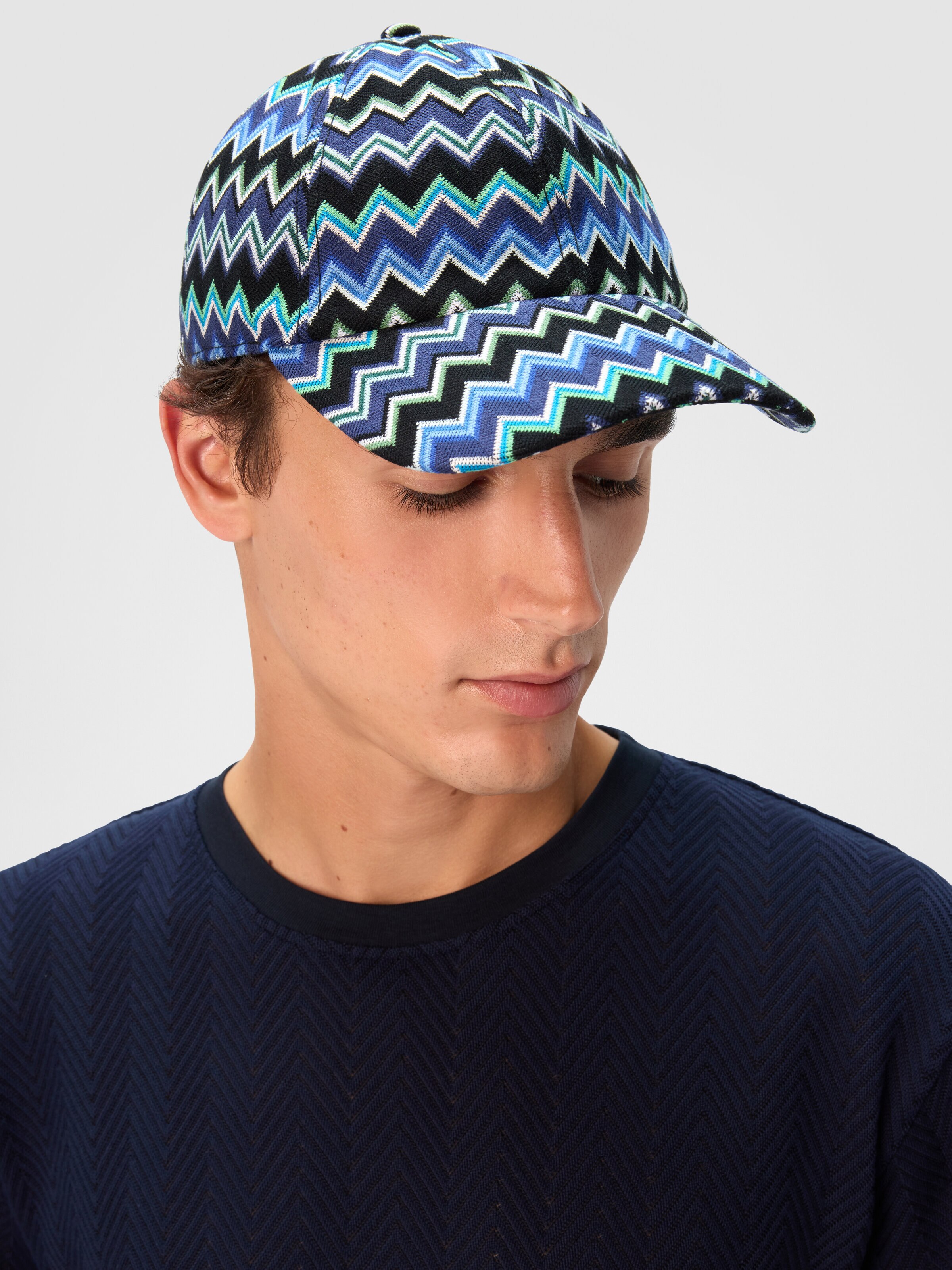 Cotton baseball cap with zig zag pattern, Multicoloured  - 3