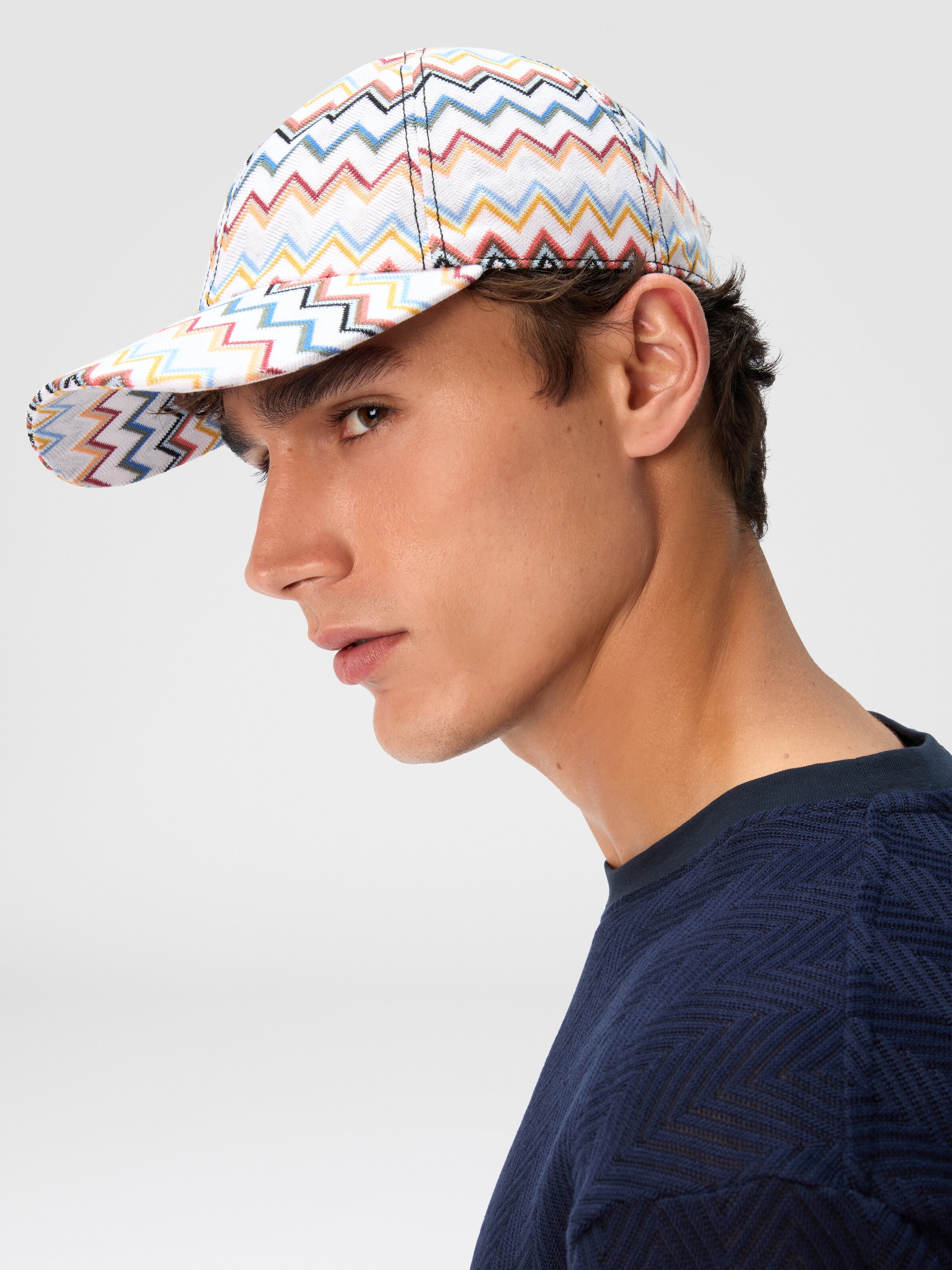 Cotton baseball cap with zig zag pattern, Multicoloured  - 3