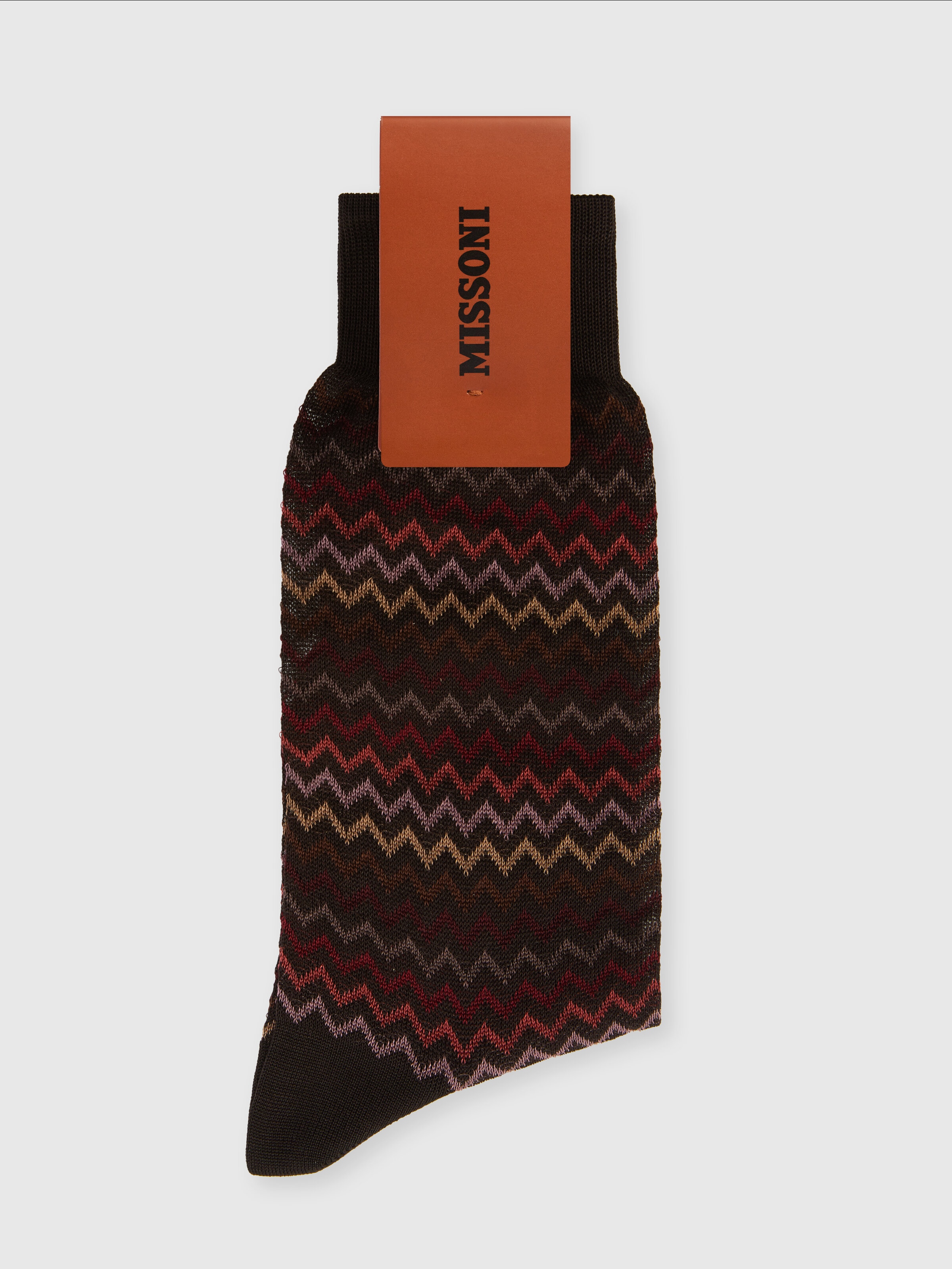 Short socks in pure cotton with zig-zag pattern., Multicoloured  - 1