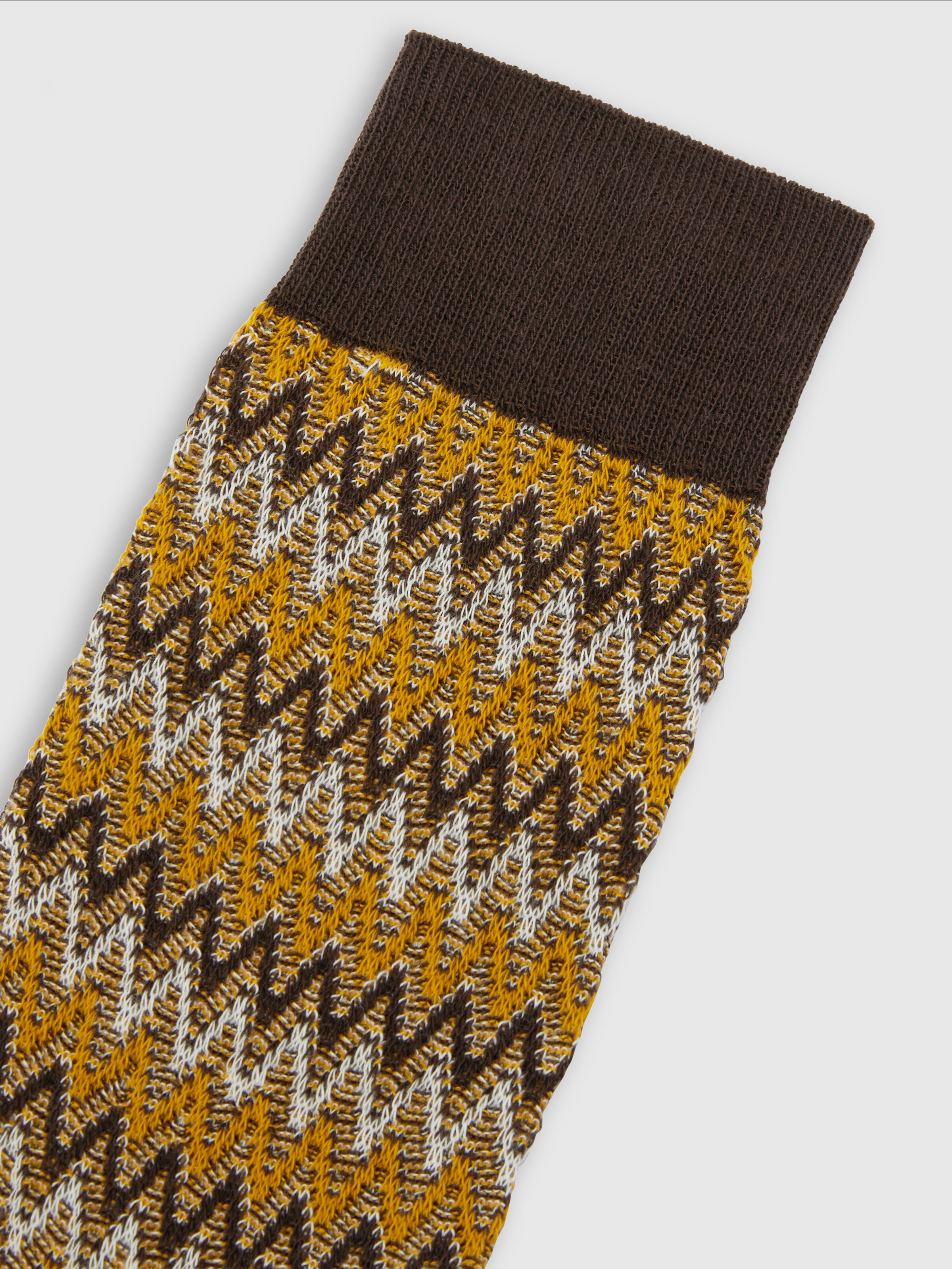 Short socks in cotton blend with zig-zag pattern., Multicoloured  - 2