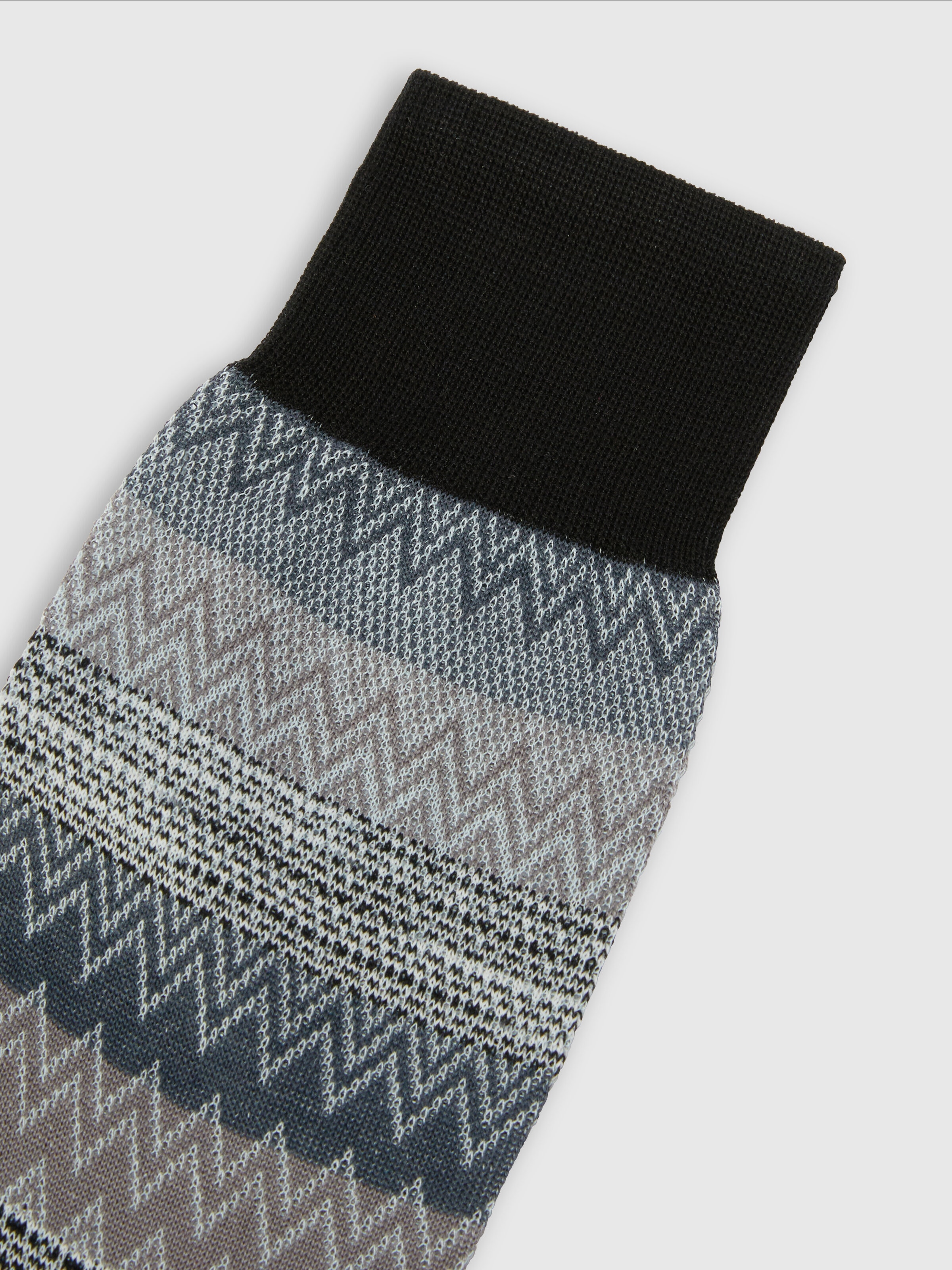 Calzini corti in 100% cotone rigati con zig zag, Multicolore  - 2