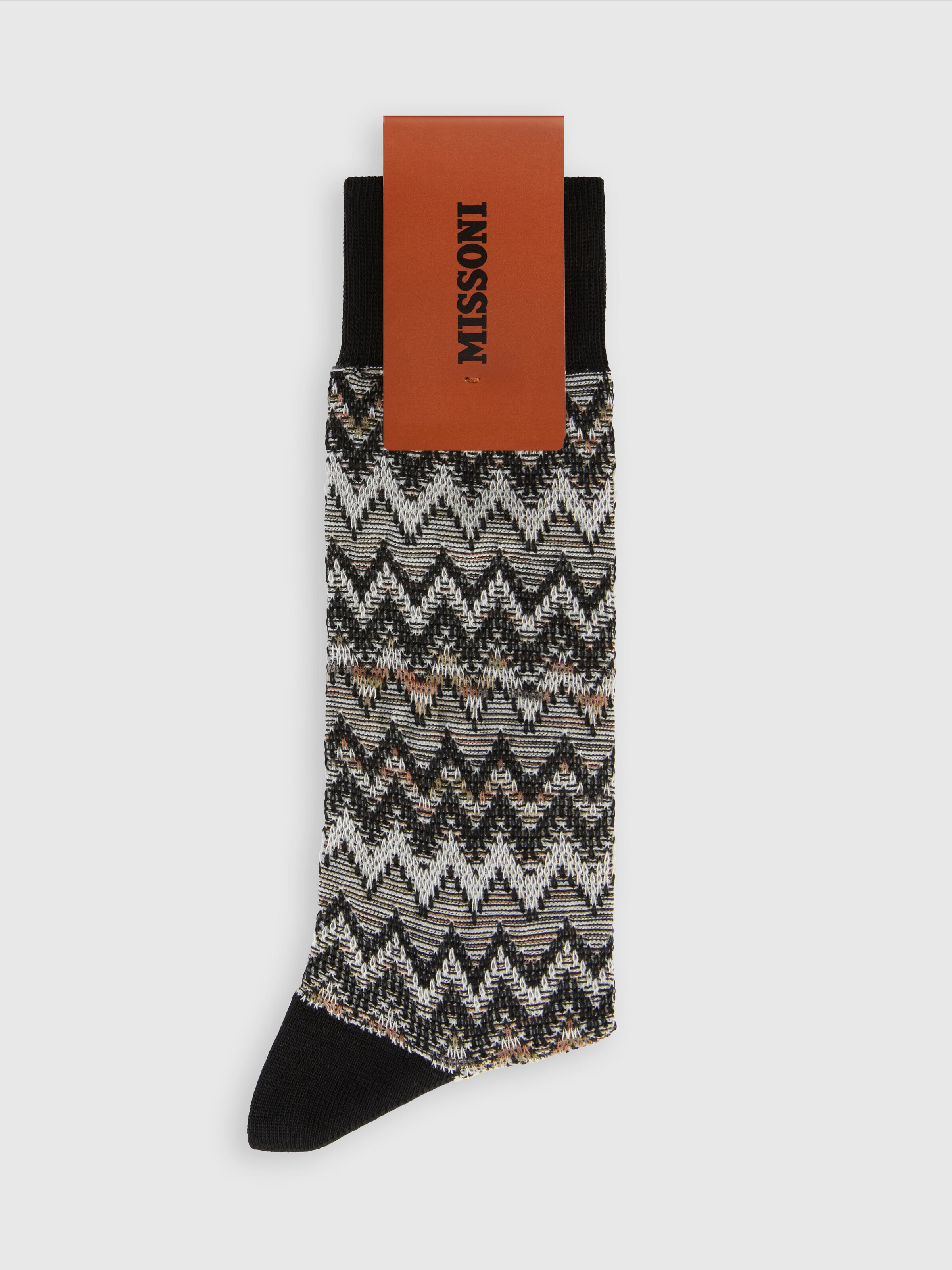 Calzini medi misto cotone zig zag e linee, Multicolore  - 1