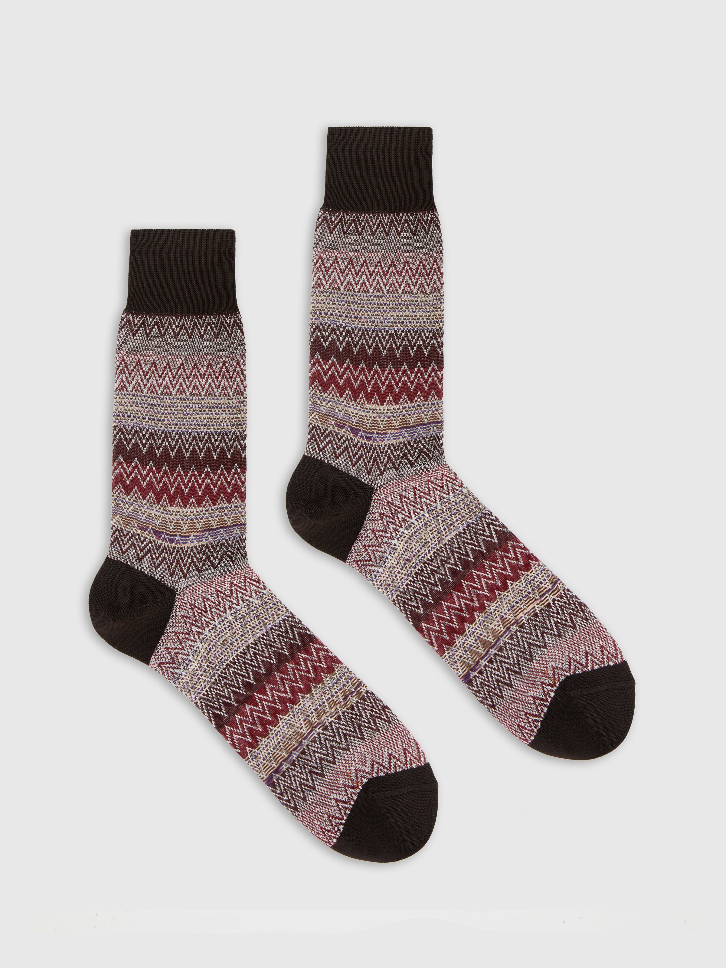 Calzini medi misto cotone zig zag e linee, Multicolore  - 0