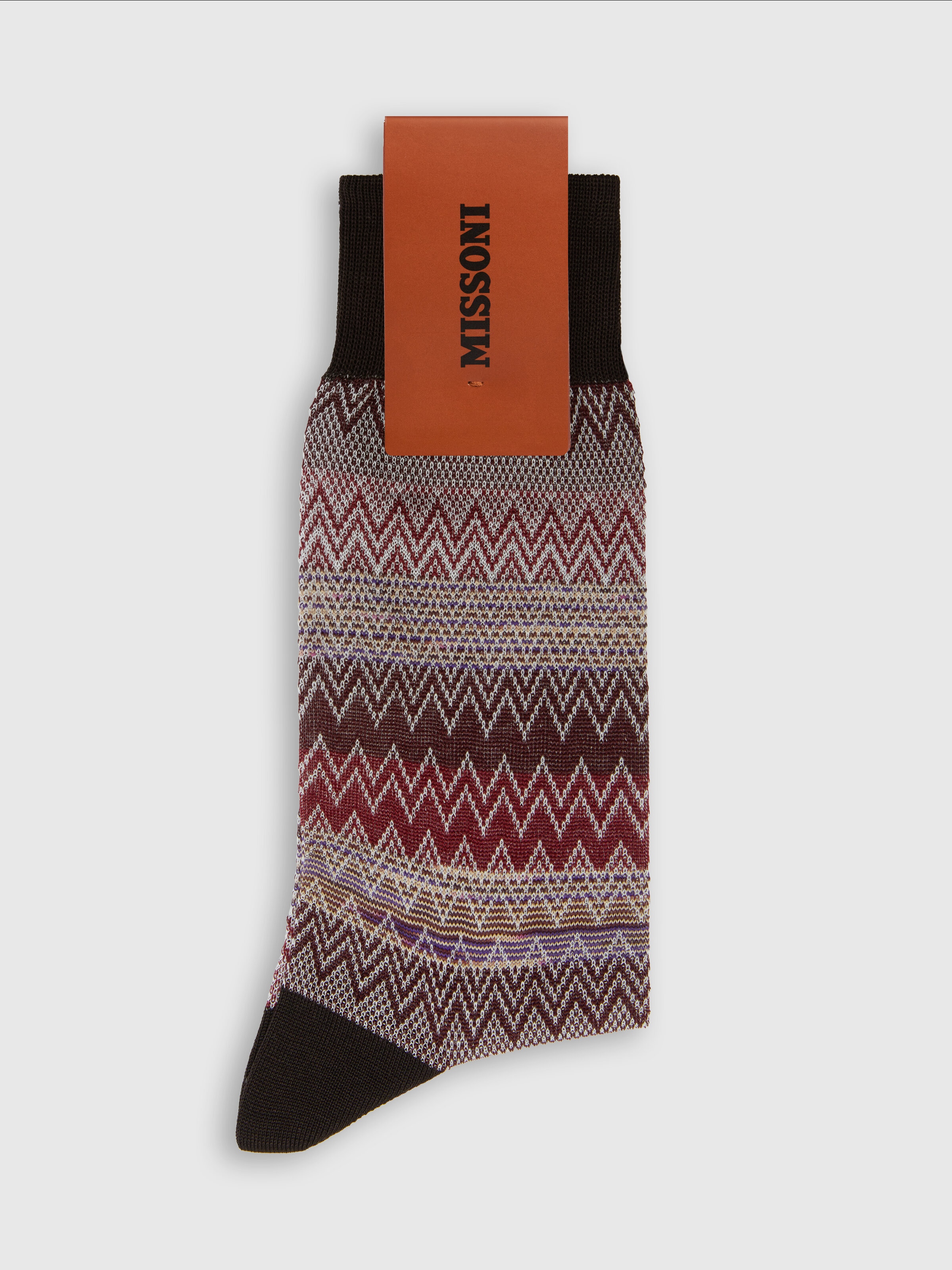 Calzini medi misto cotone zig zag e linee, Multicolore  - 1