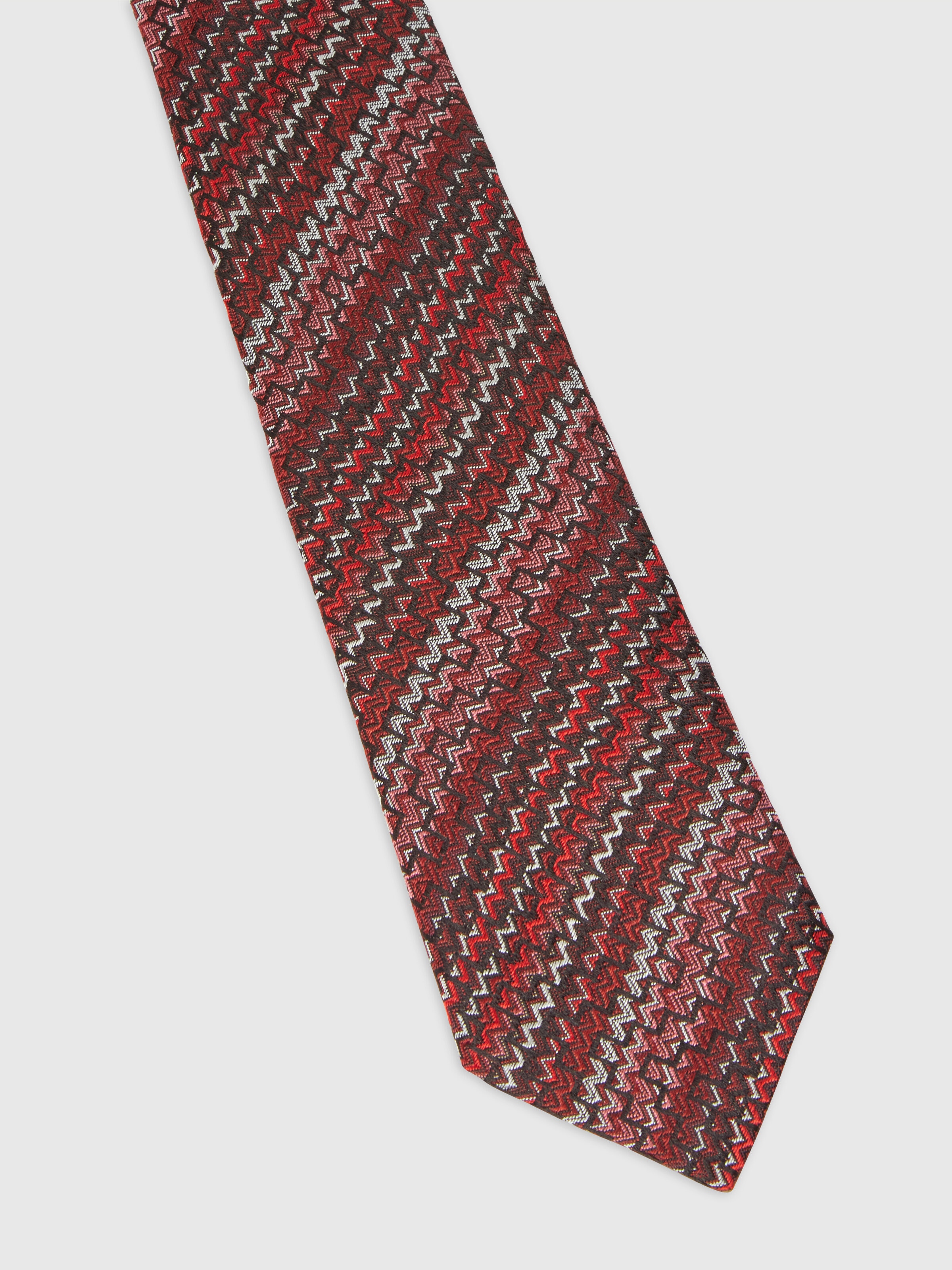 Cravatta in 100% seta ricamo zig zag, Multicolore  - 1