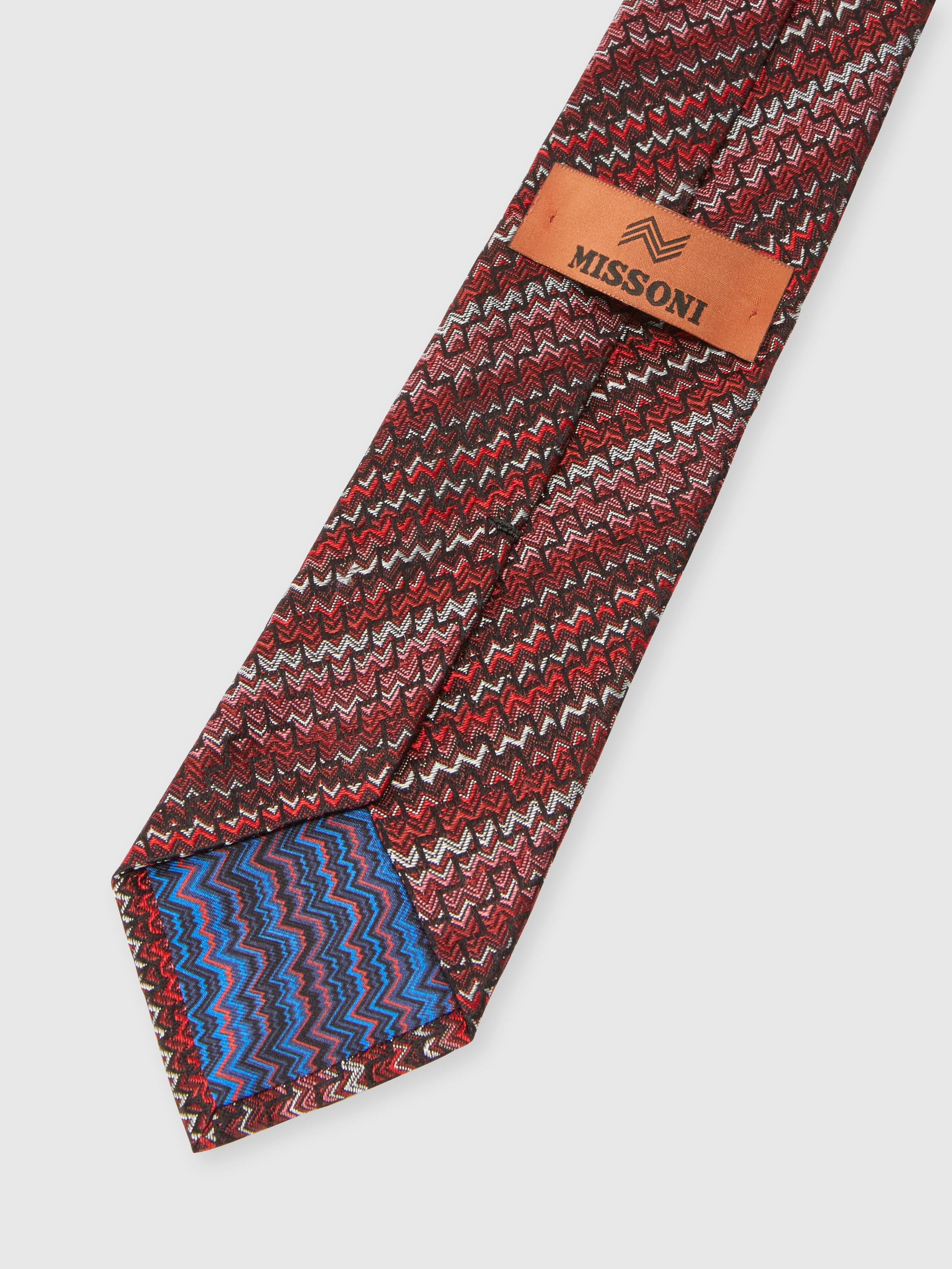 Cravatta in 100% seta ricamo zig zag, Multicolore  - 2