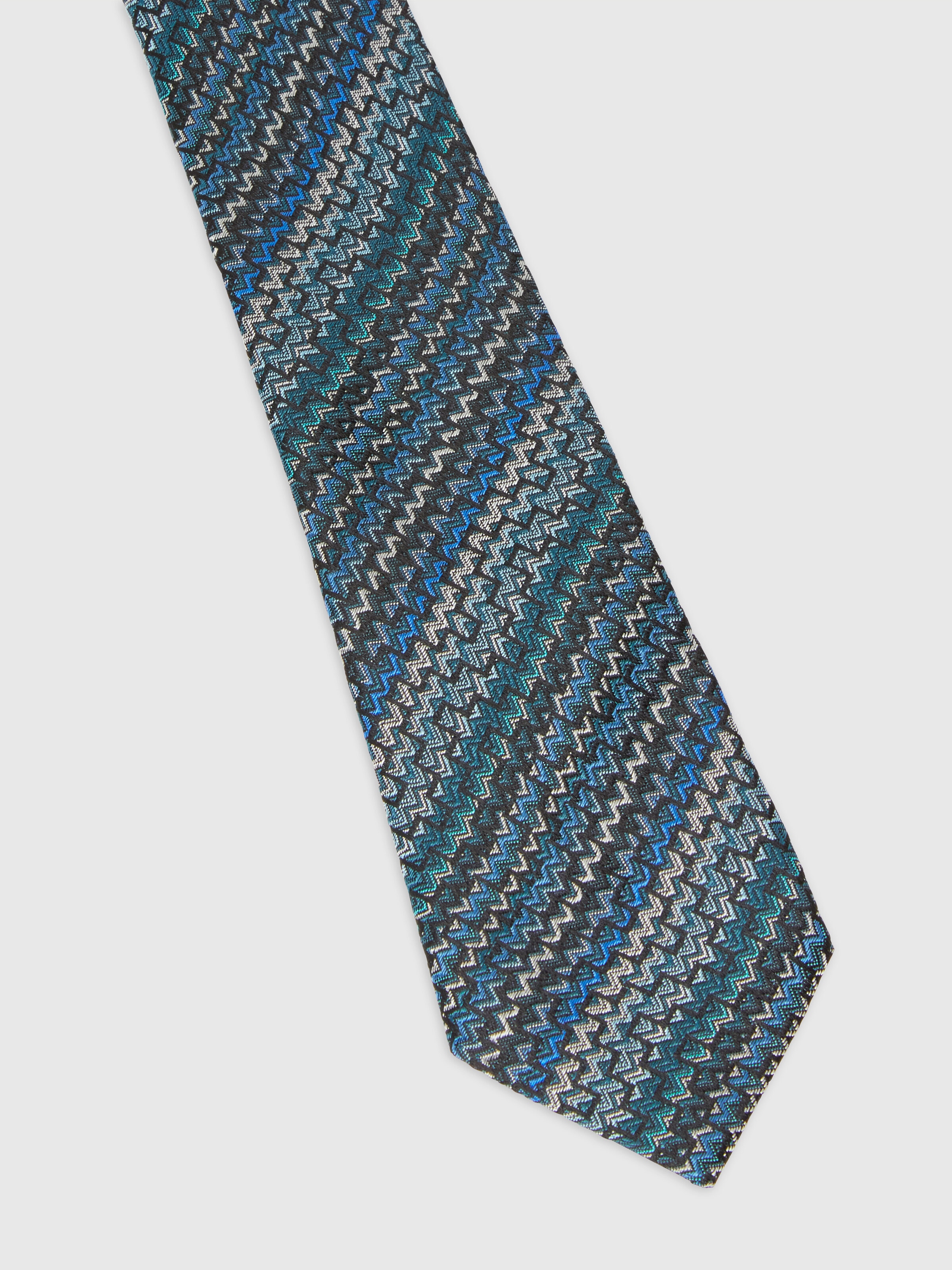 Corbata en 100 % seda con bordado en zigzag, Multicolor  - 1