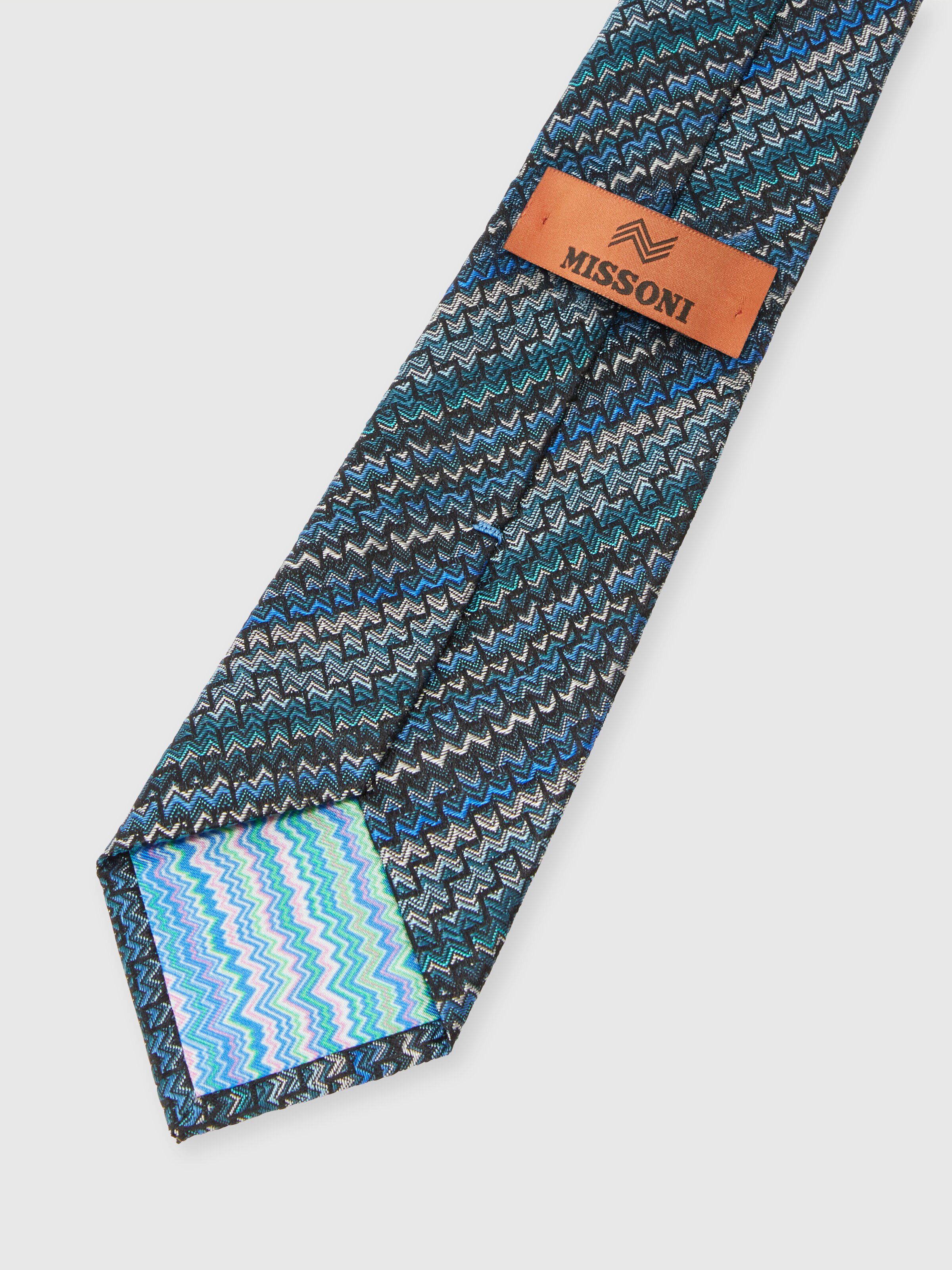 Corbata en 100 % seda con bordado en zigzag, Multicolor  - 2