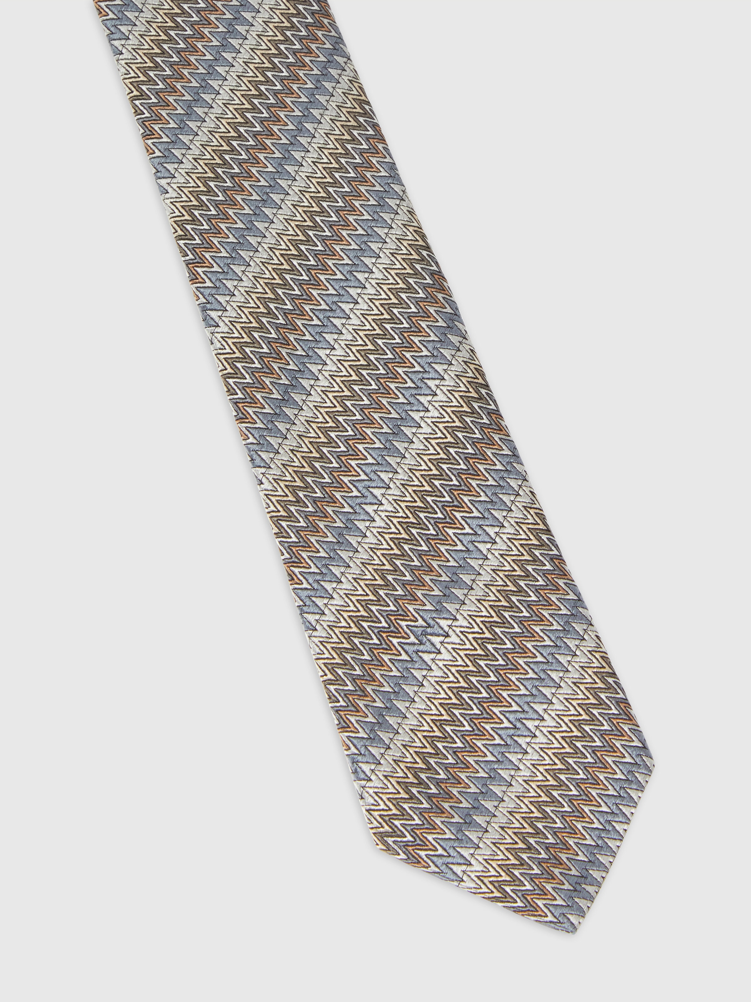 Tie with Chevron Embroidery, Multicoloured  - 1
