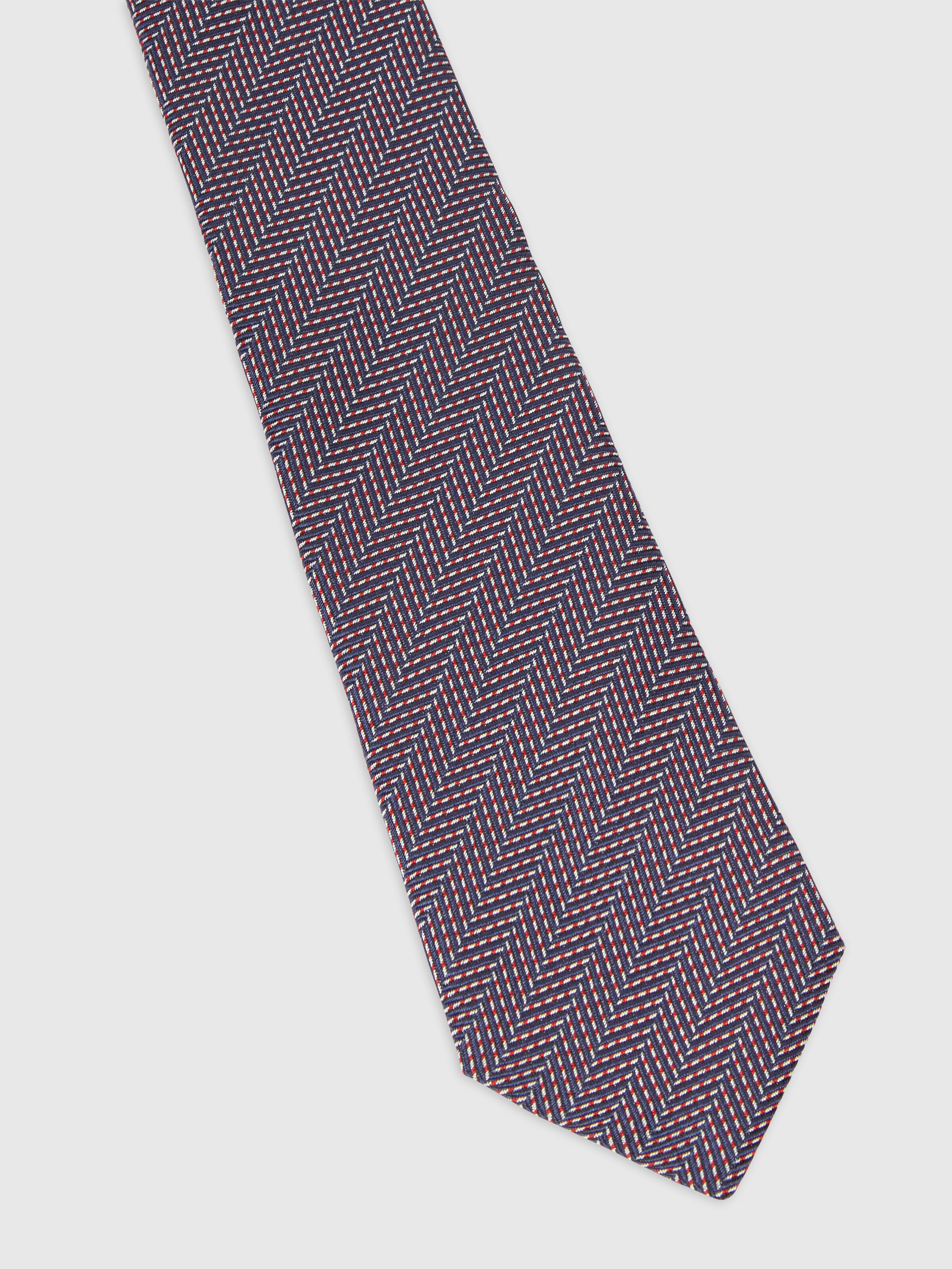 Corbata con estampado chevron oblicuo, Multicolor  - 1