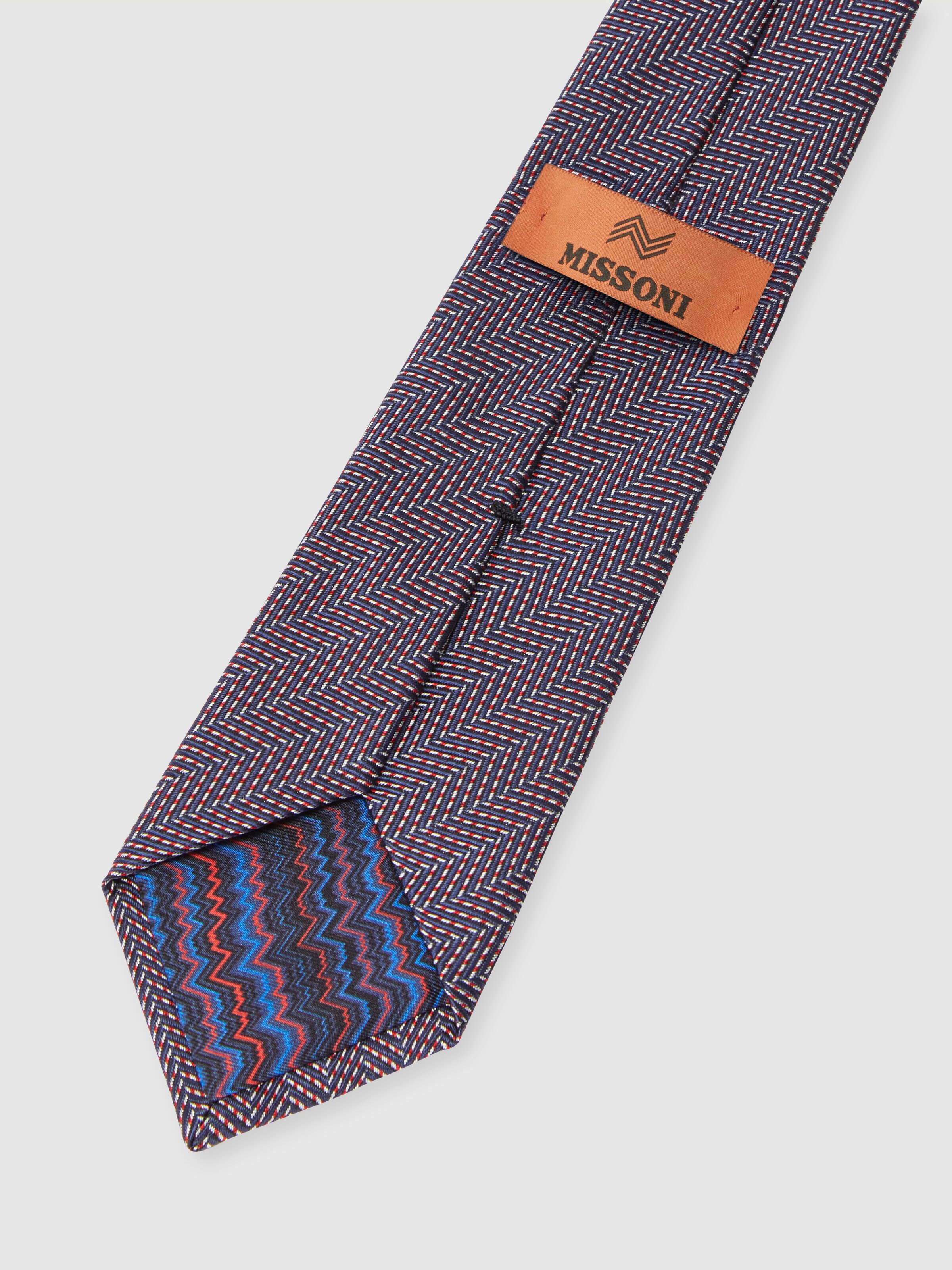 Corbata con estampado chevron oblicuo, Multicolor  - 2