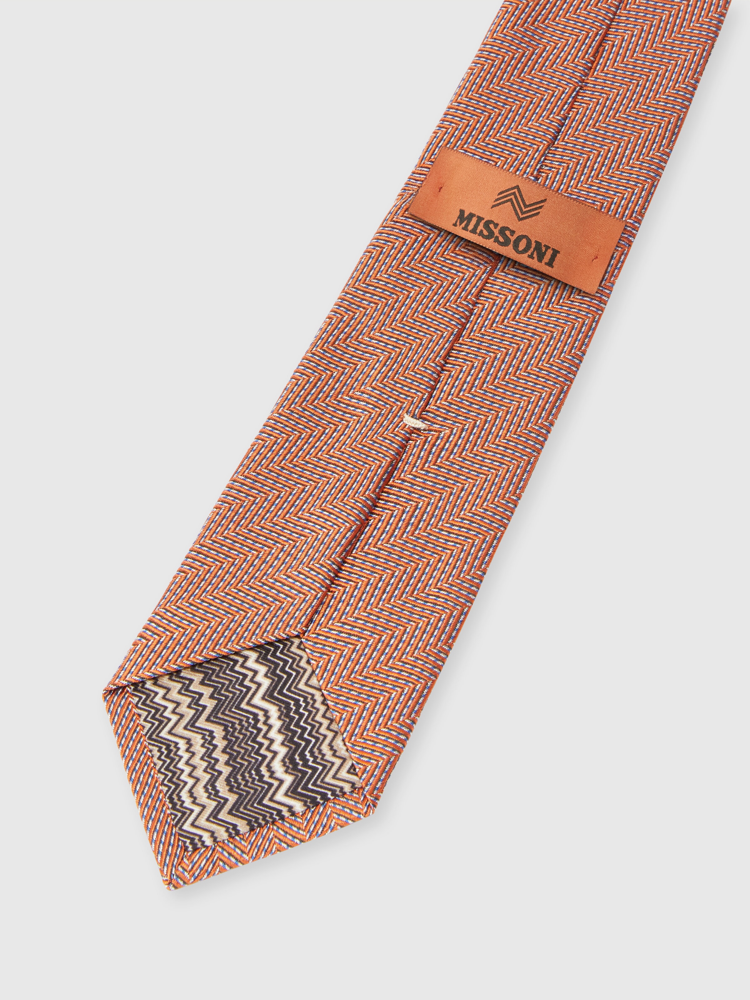 Tie with oblique chevron pattern, Multicoloured  - 2