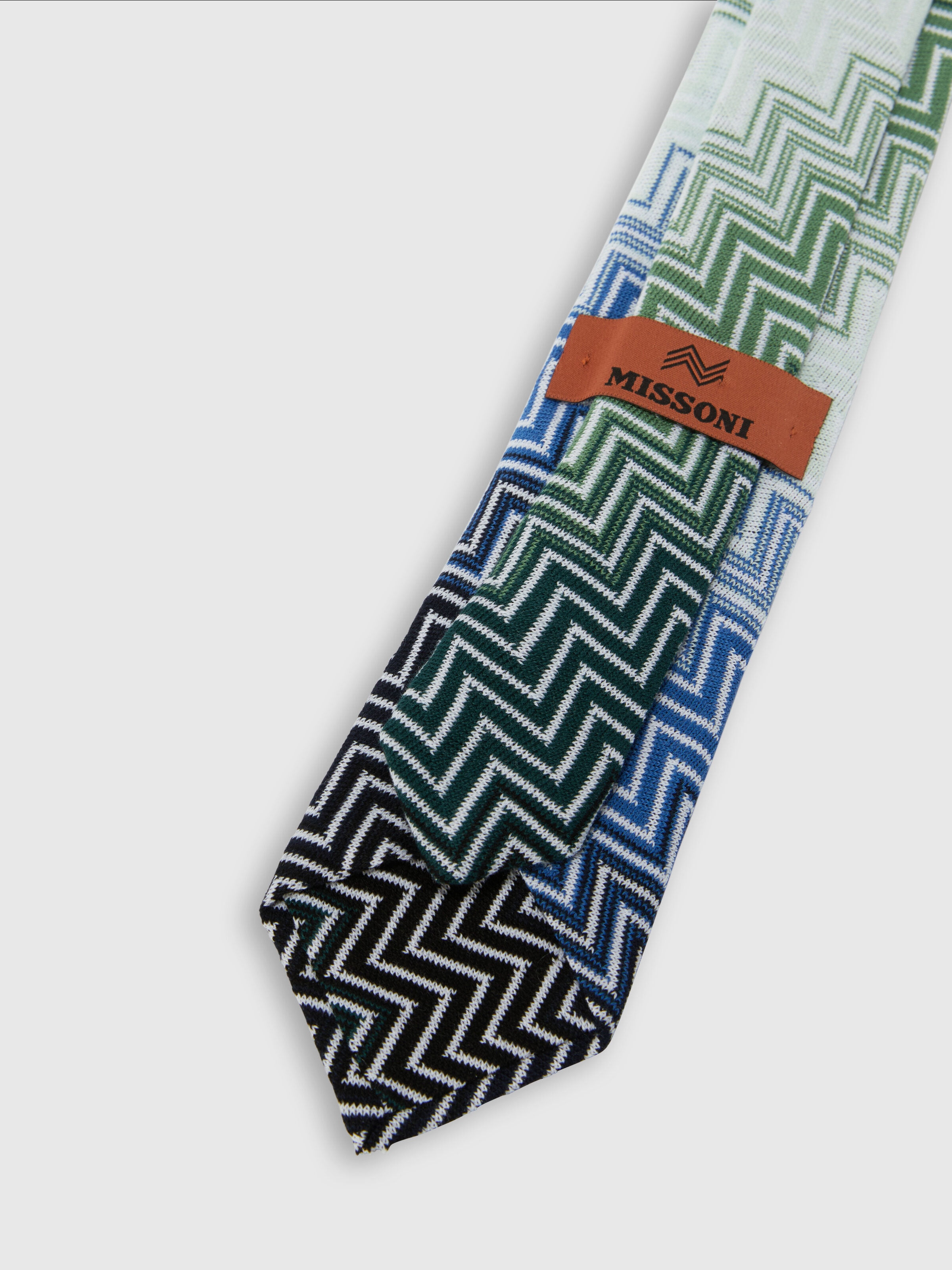 100% cotton tie with zigzag dégradé pattern, Multicoloured  - 2