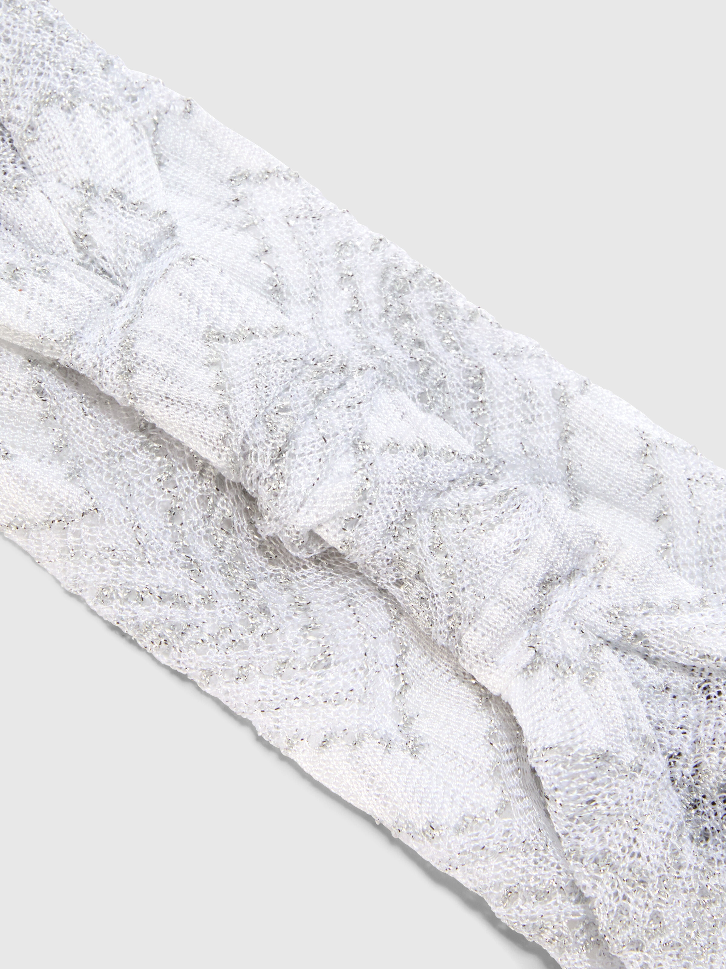 Viscose and Lamé Hairband, Silver - 1