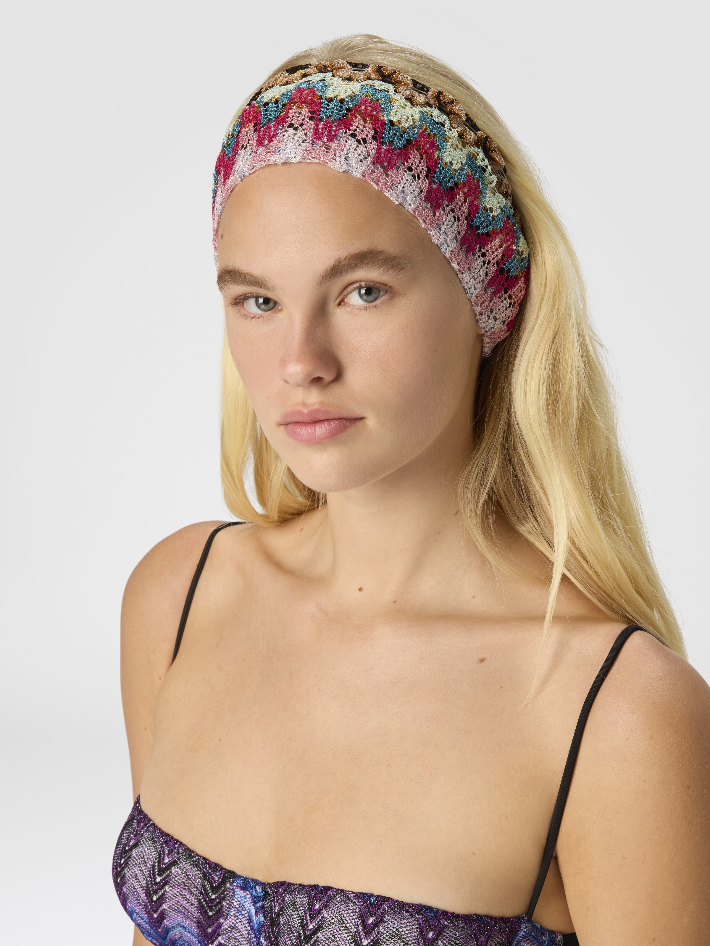 Viscose and Lamé Hairband, Multicoloured  - 2