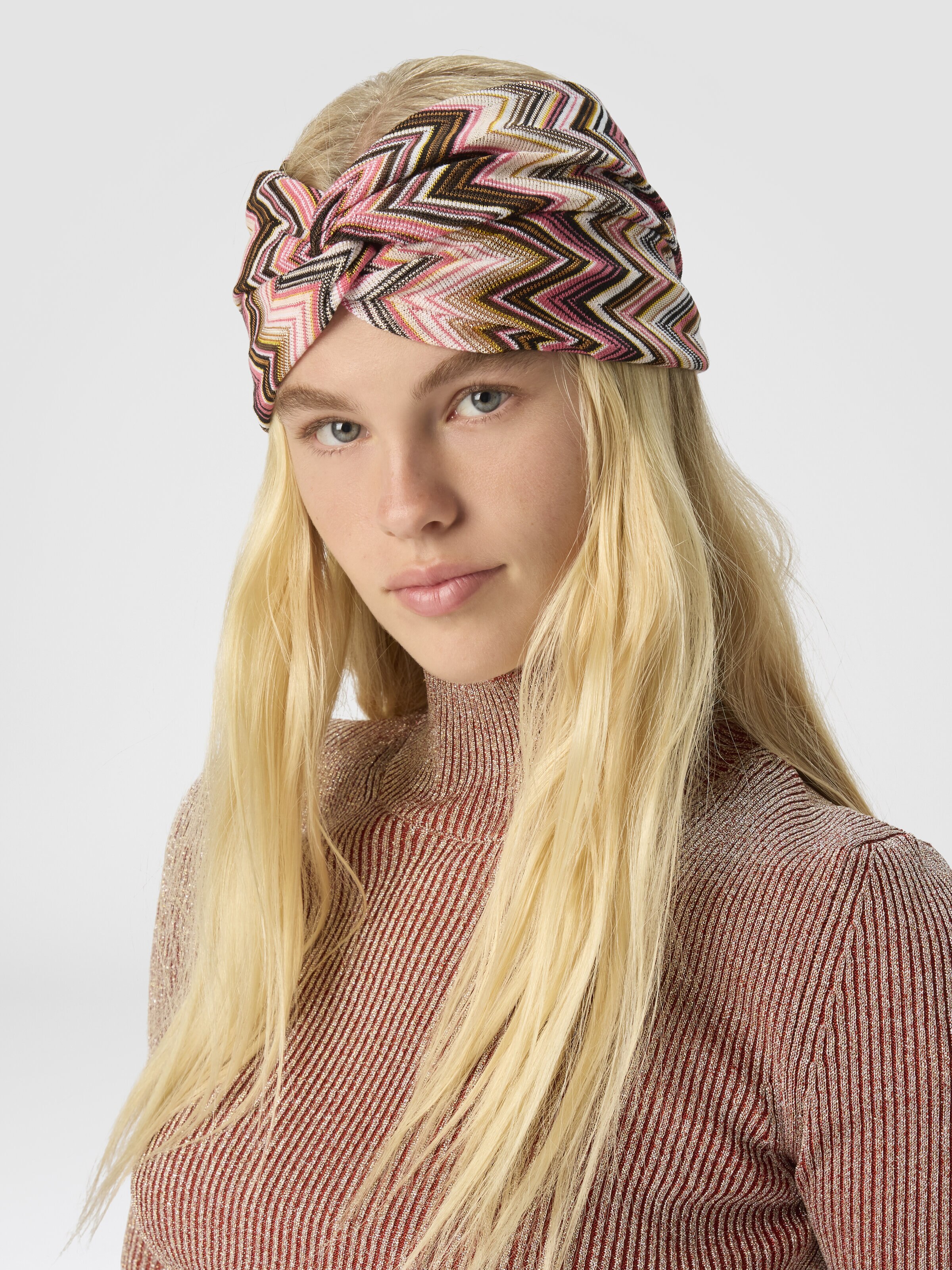 Turbante in cotone e viscosa, Multicolore  - 2