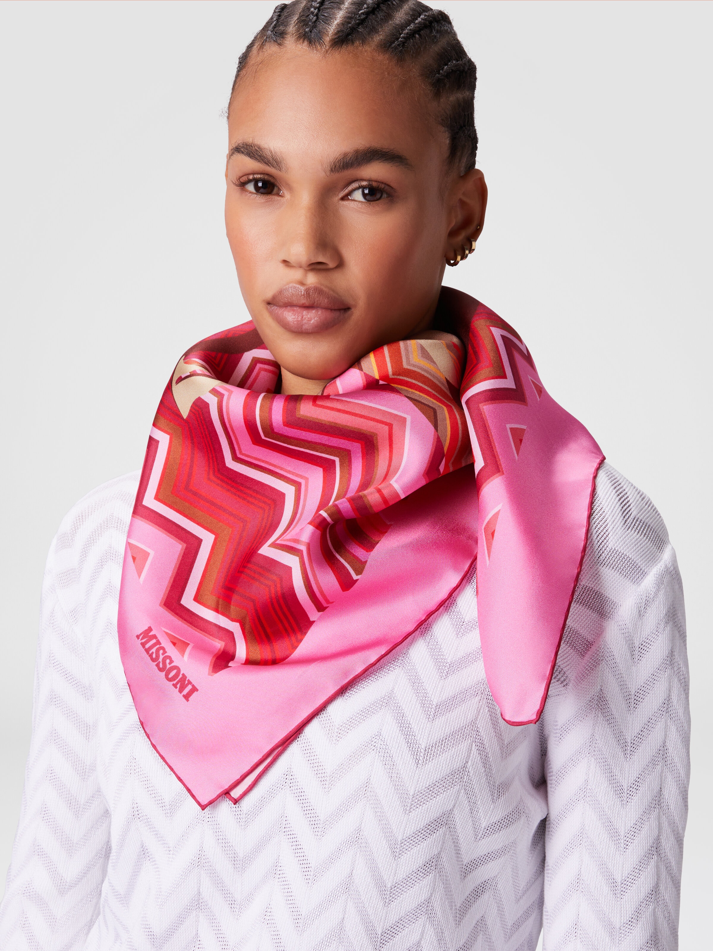 Silk scarf with print, Multicoloured  - 2