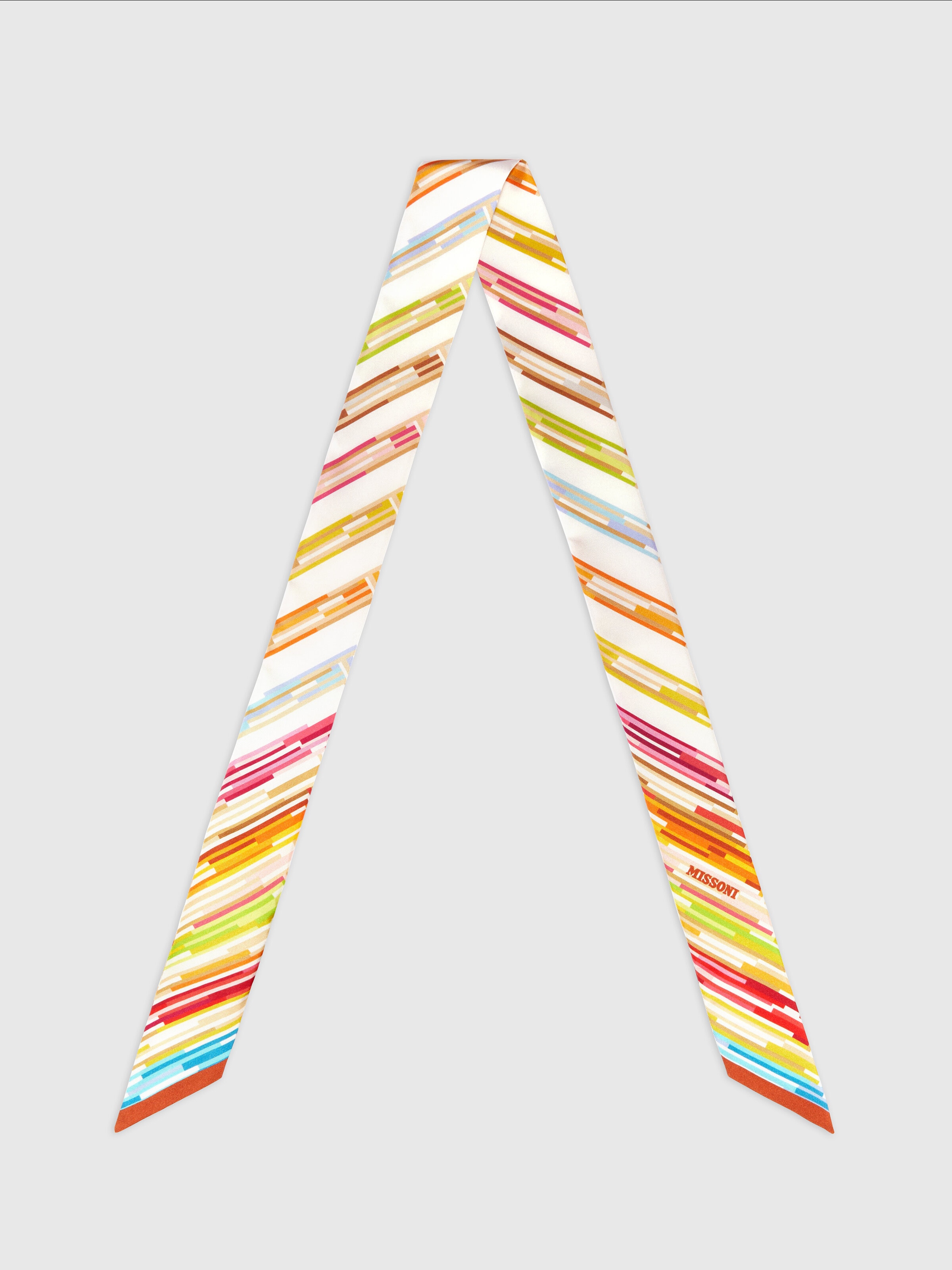 Silk zigzag bandeau scarf, Multicoloured  - 0