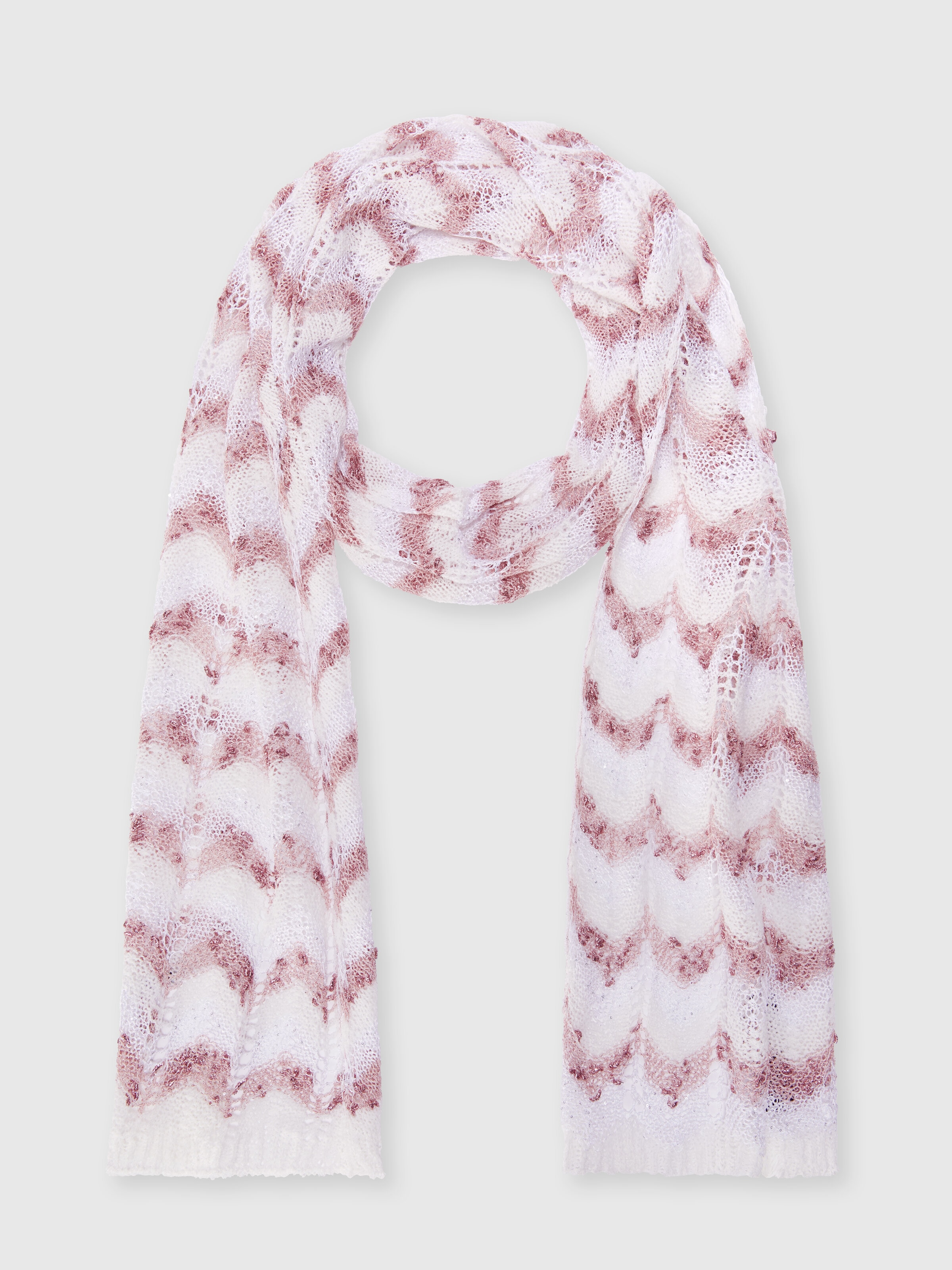 Knit scarf with chevron pattern, Multicoloured  - 0