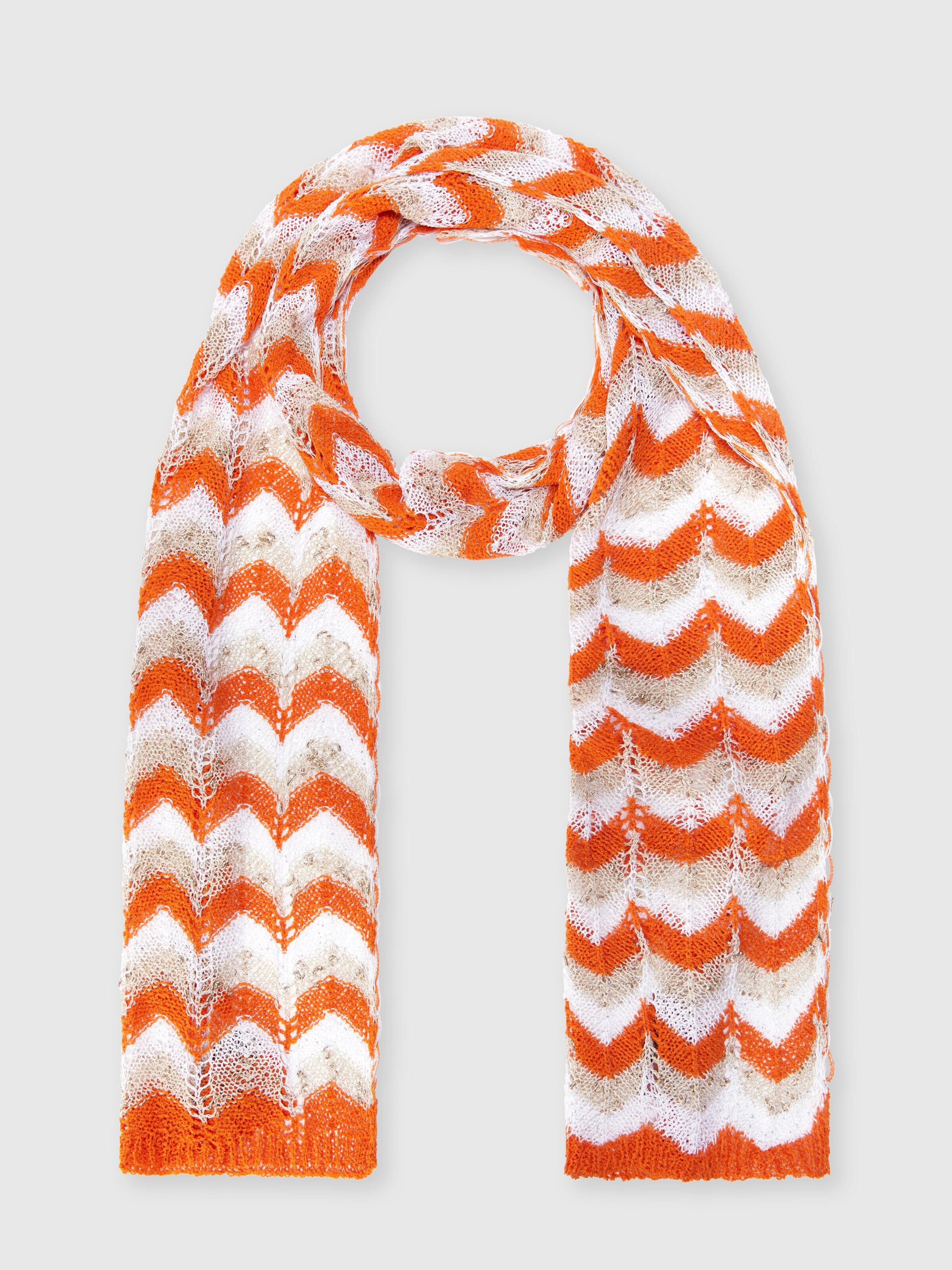 Knit scarf with chevron pattern, Multicoloured  - 0