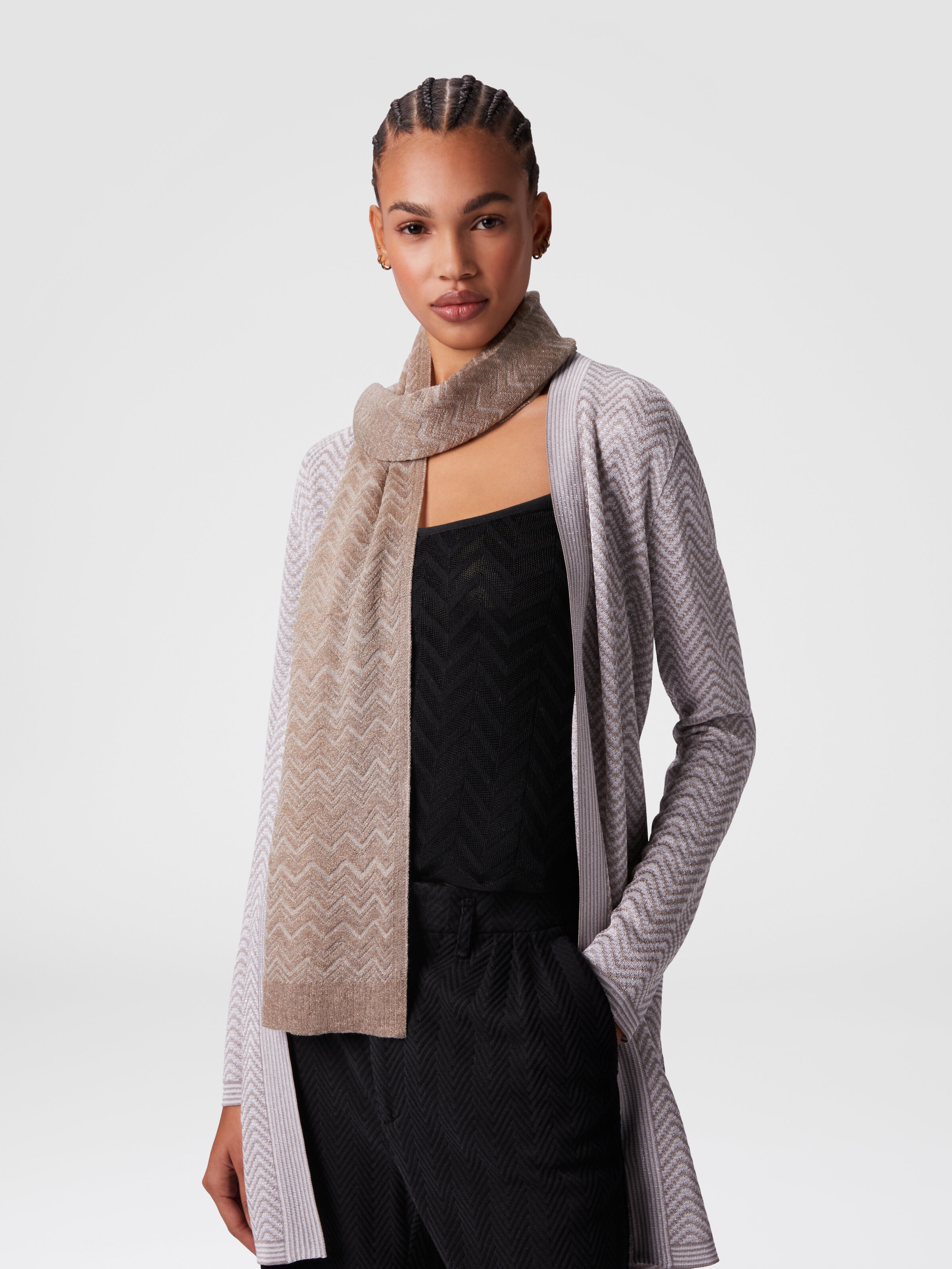 Zig zag viscose blend scarf, Multicoloured  - 2
