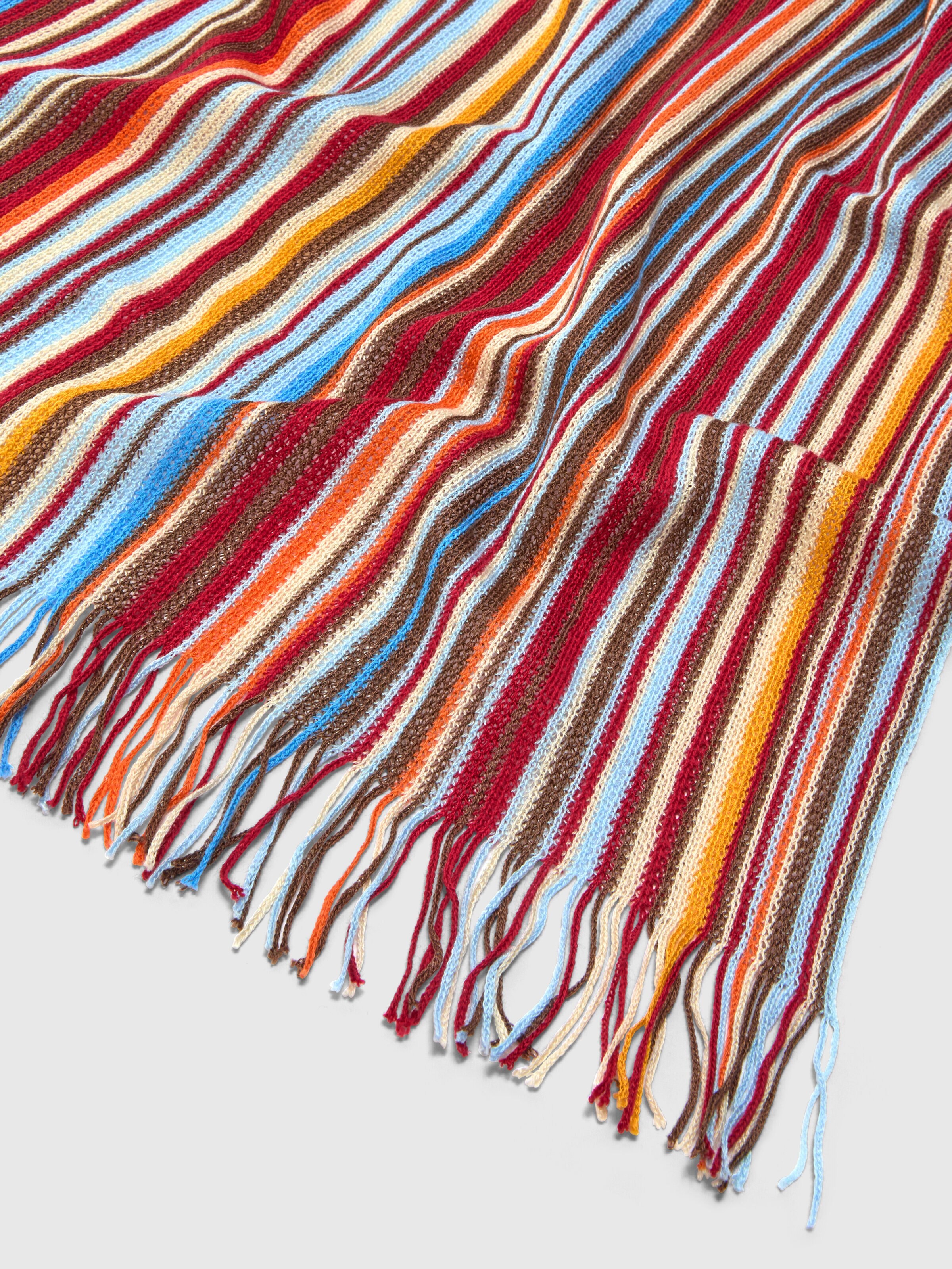 100% Cotton Striped Pattern Scarf, Multicoloured  - 1