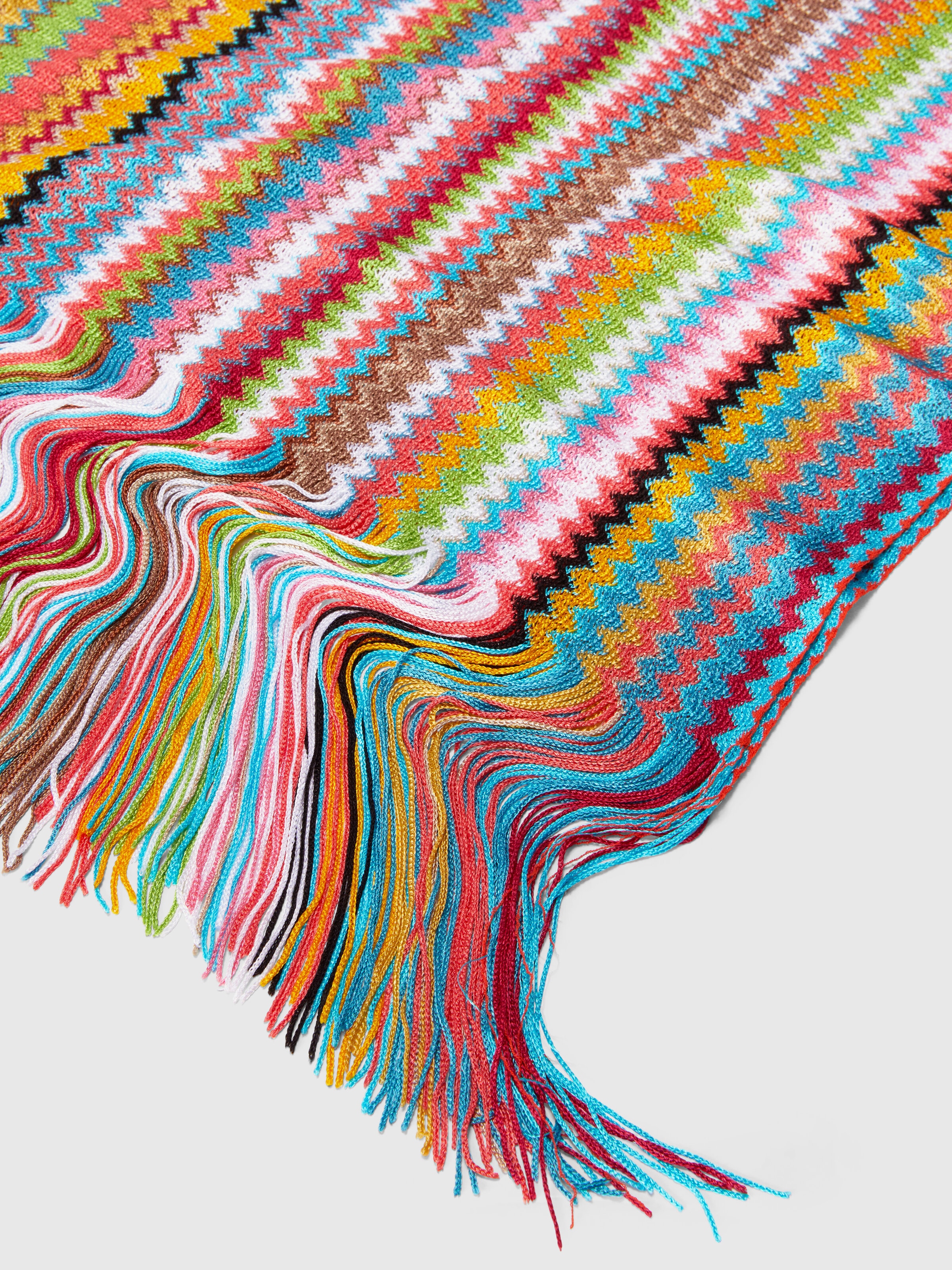100% viscose scarf with zigzag pattern and fringes, Multicoloured  - 1