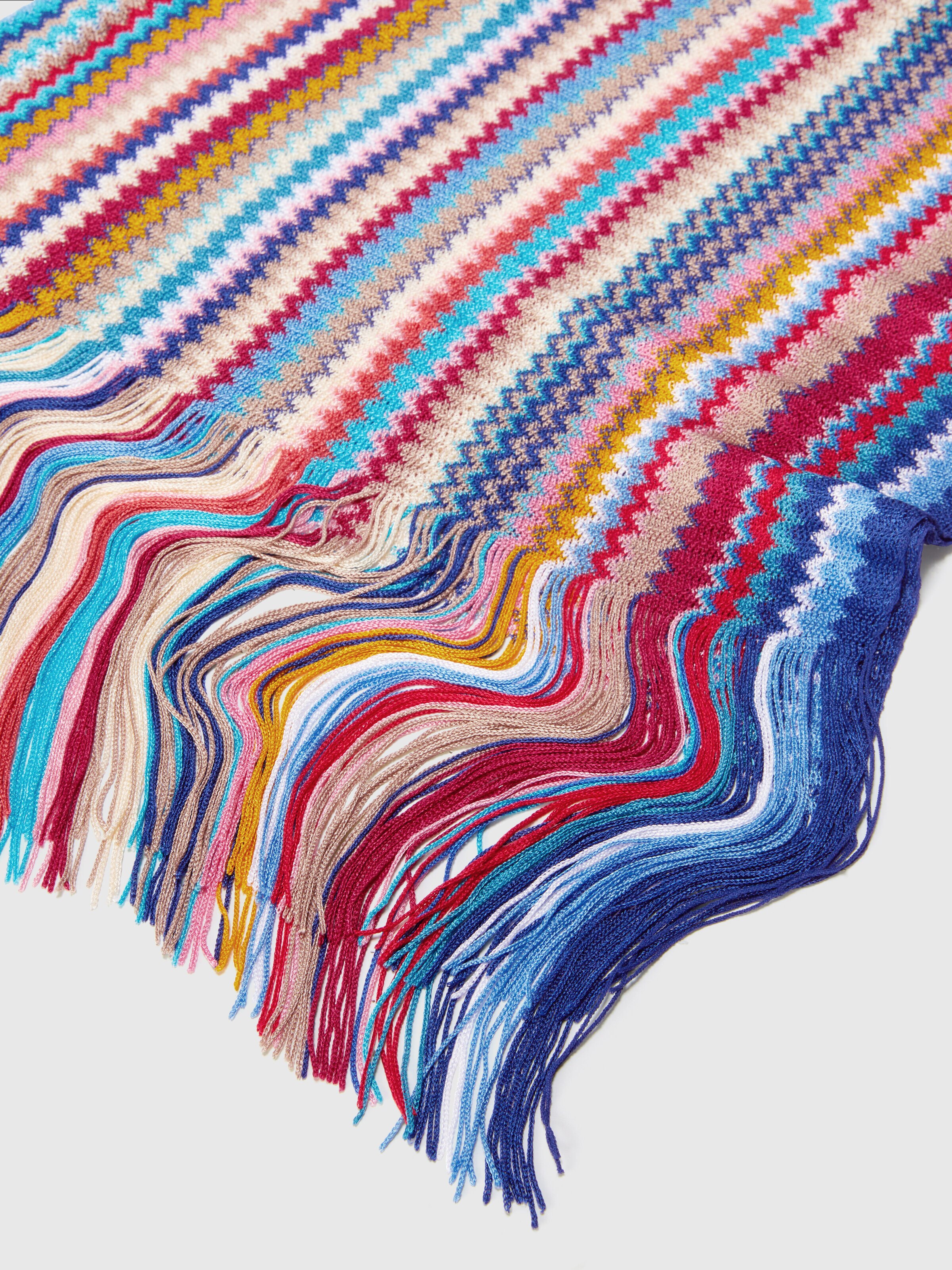 100% viscose scarf with zigzag pattern and fringes, Multicoloured  - 1