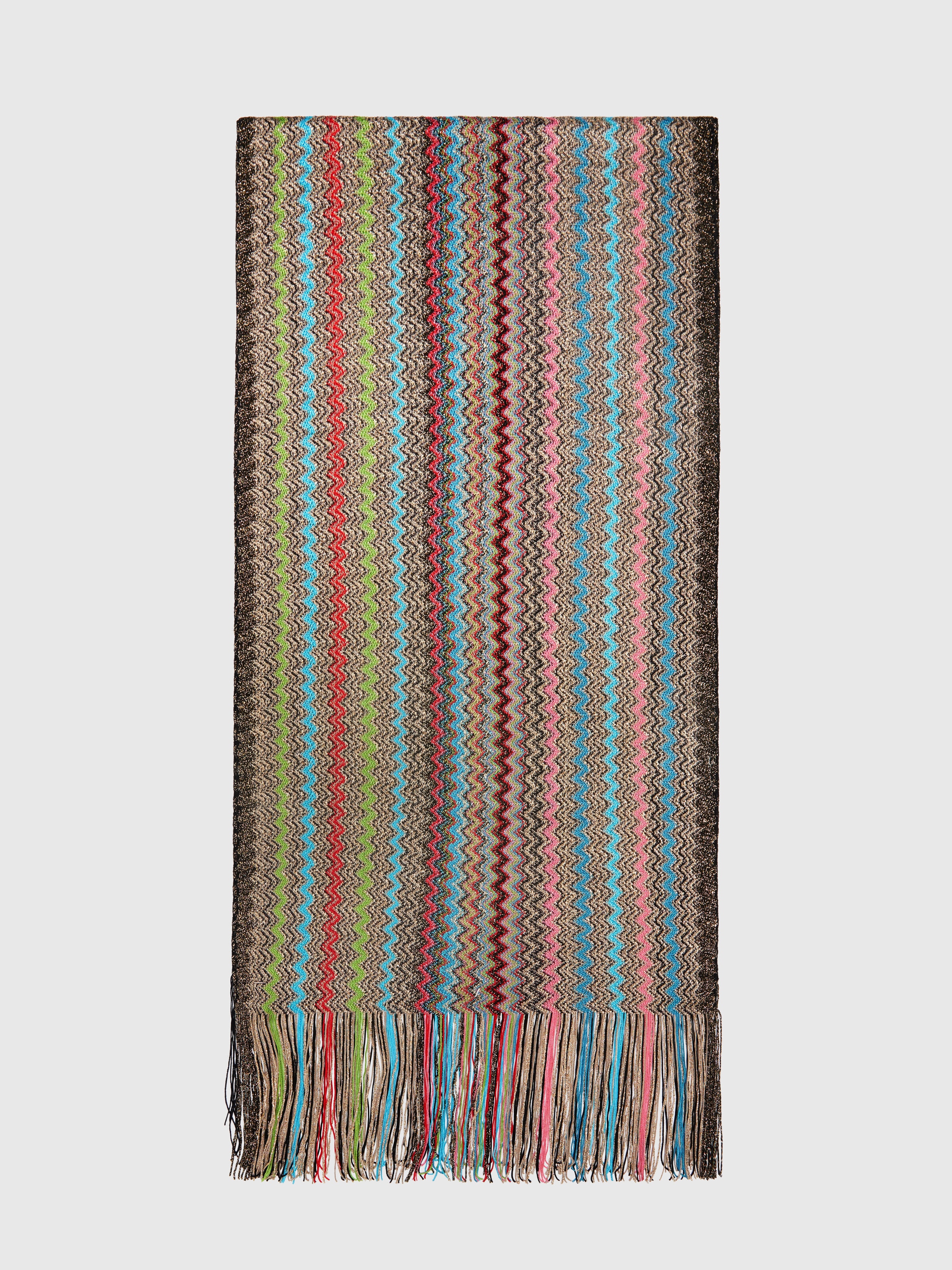 Sciarpa in misto viscosa zig zag con frange, Multicolore  - 0