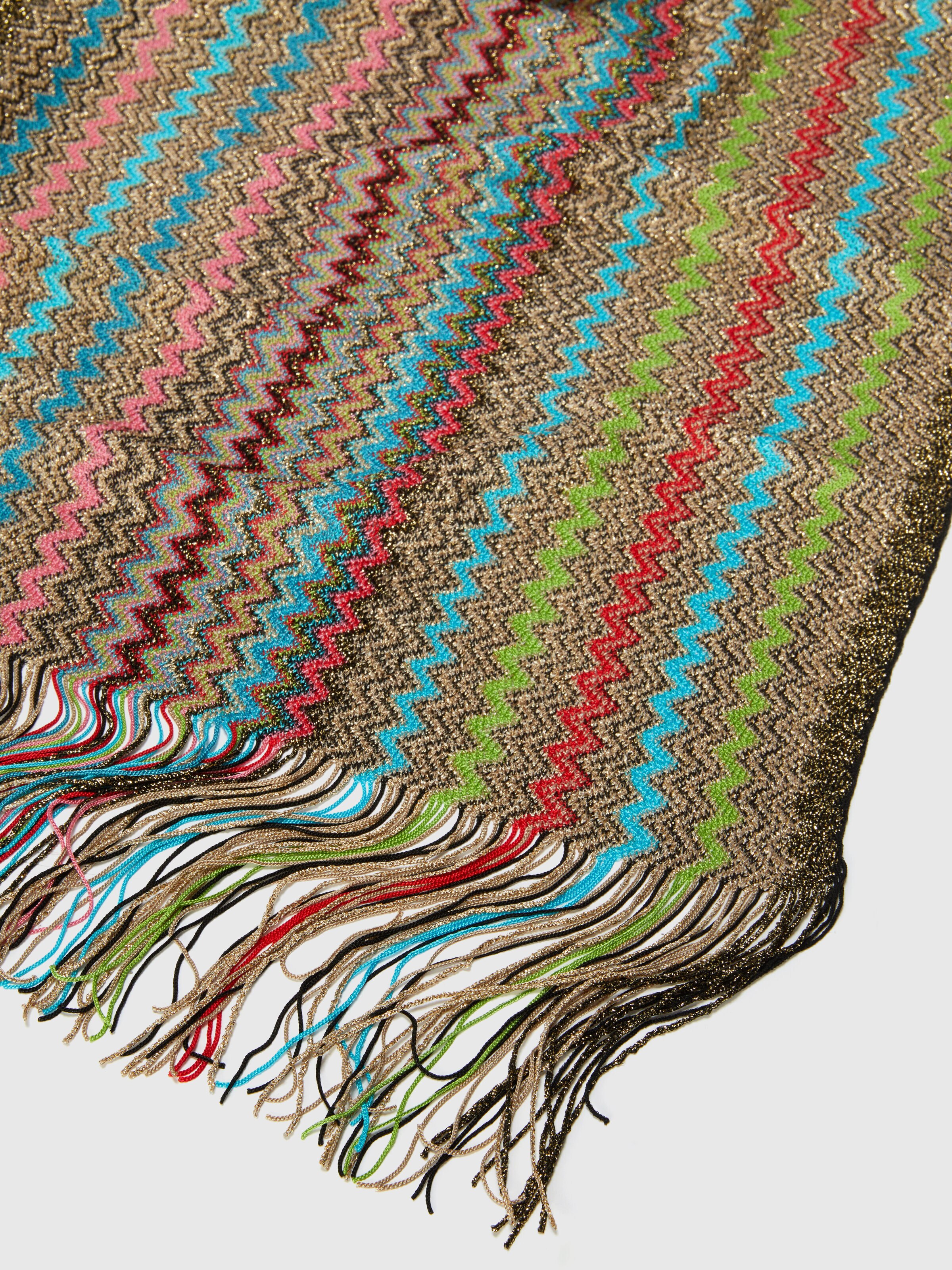Sciarpa in misto viscosa zig zag con frange, Multicolore  - 1
