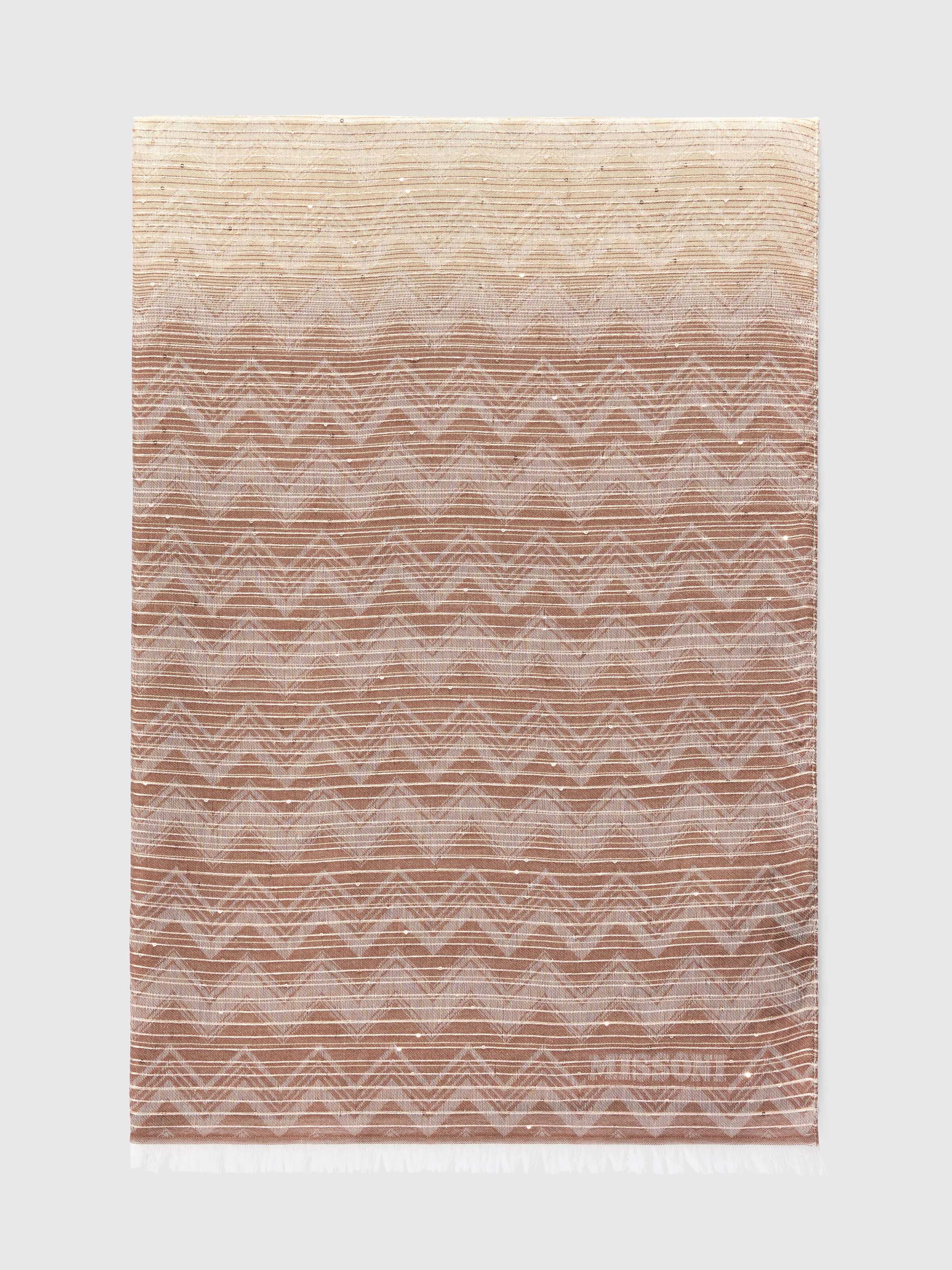 Stole with zig zag logo print and sequins, Multicoloured  - 0