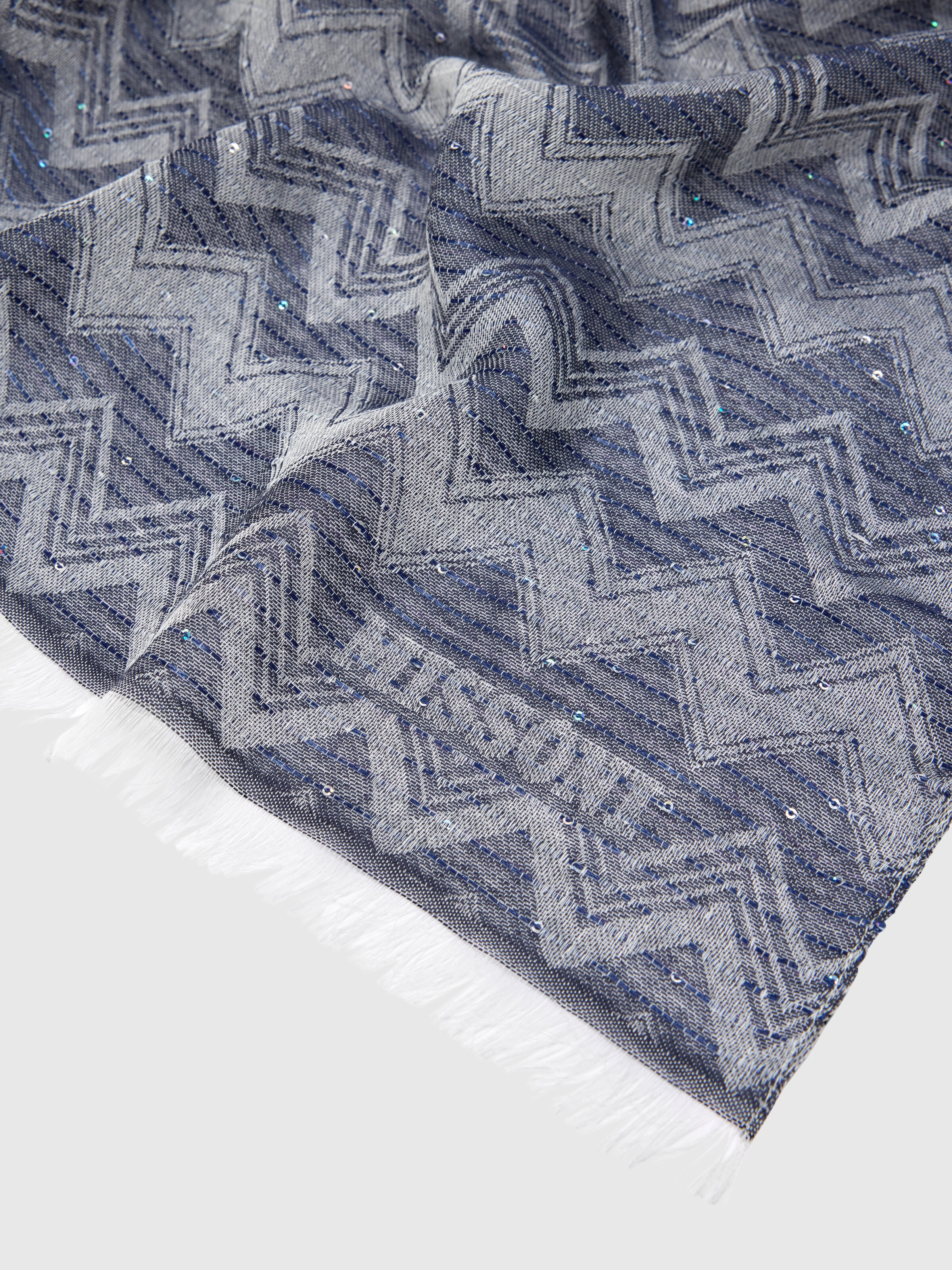 Stole with zig zag logo print and sequins, Multicoloured  - 1