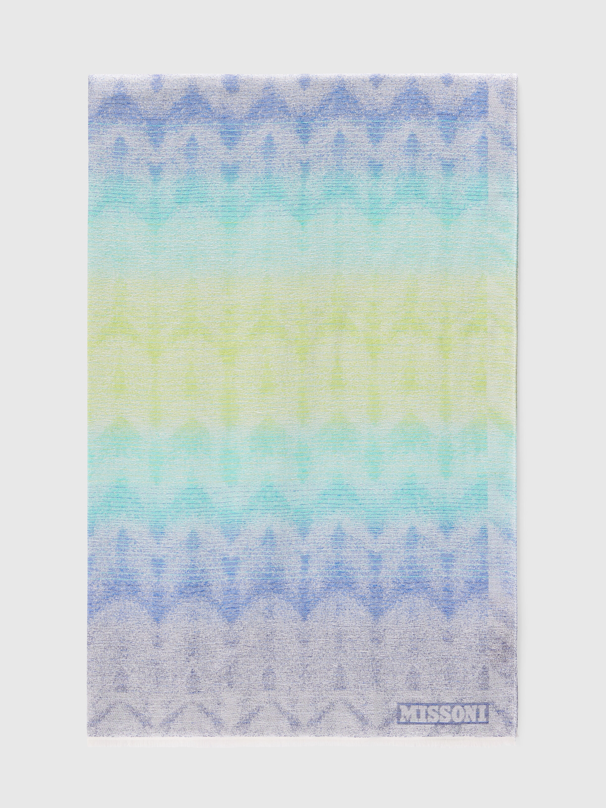 Scarf with dégradé zig zag embroidery, Multicoloured  - 0