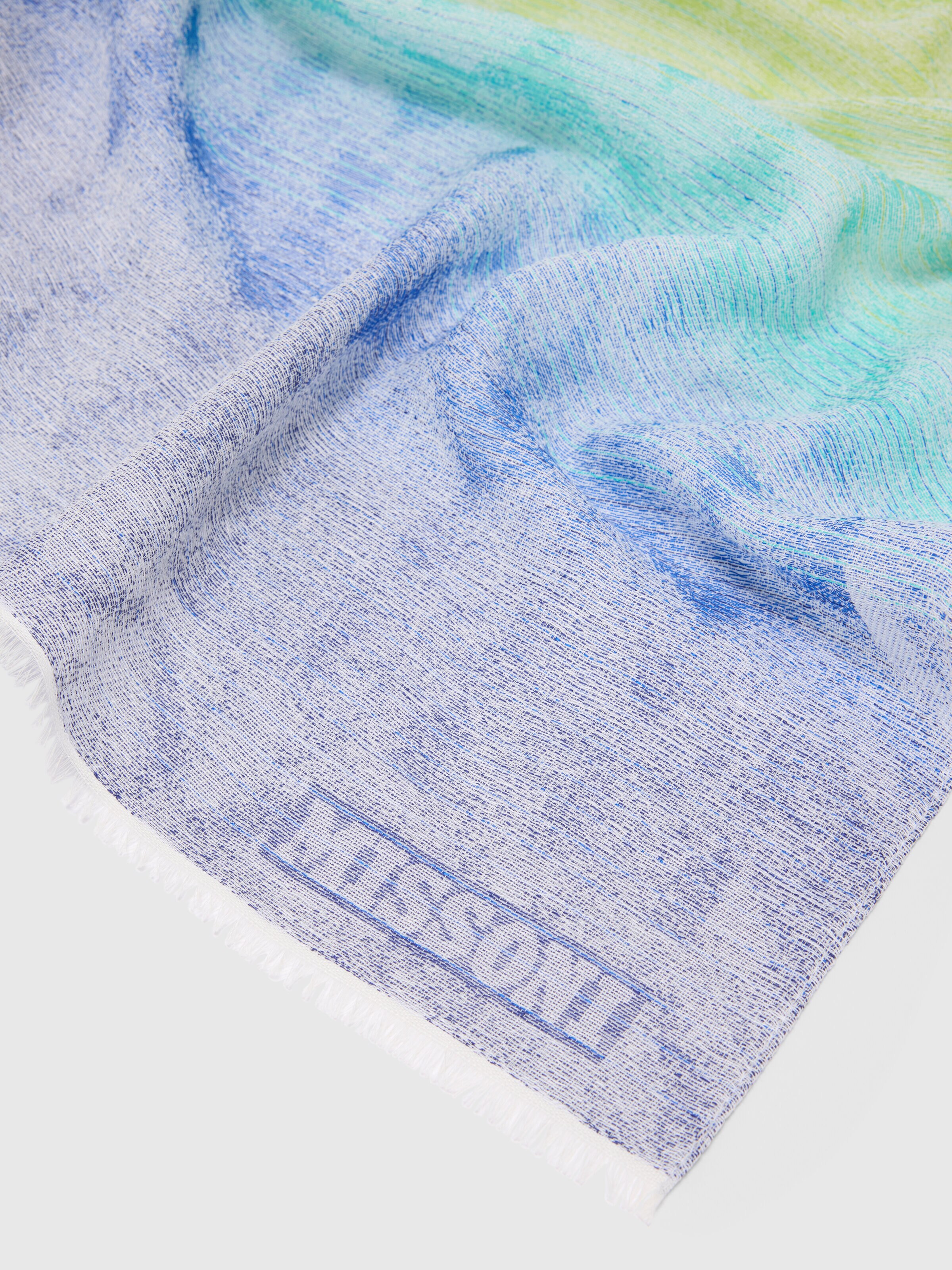 Scarf with dégradé zig zag embroidery, Multicoloured  - 1