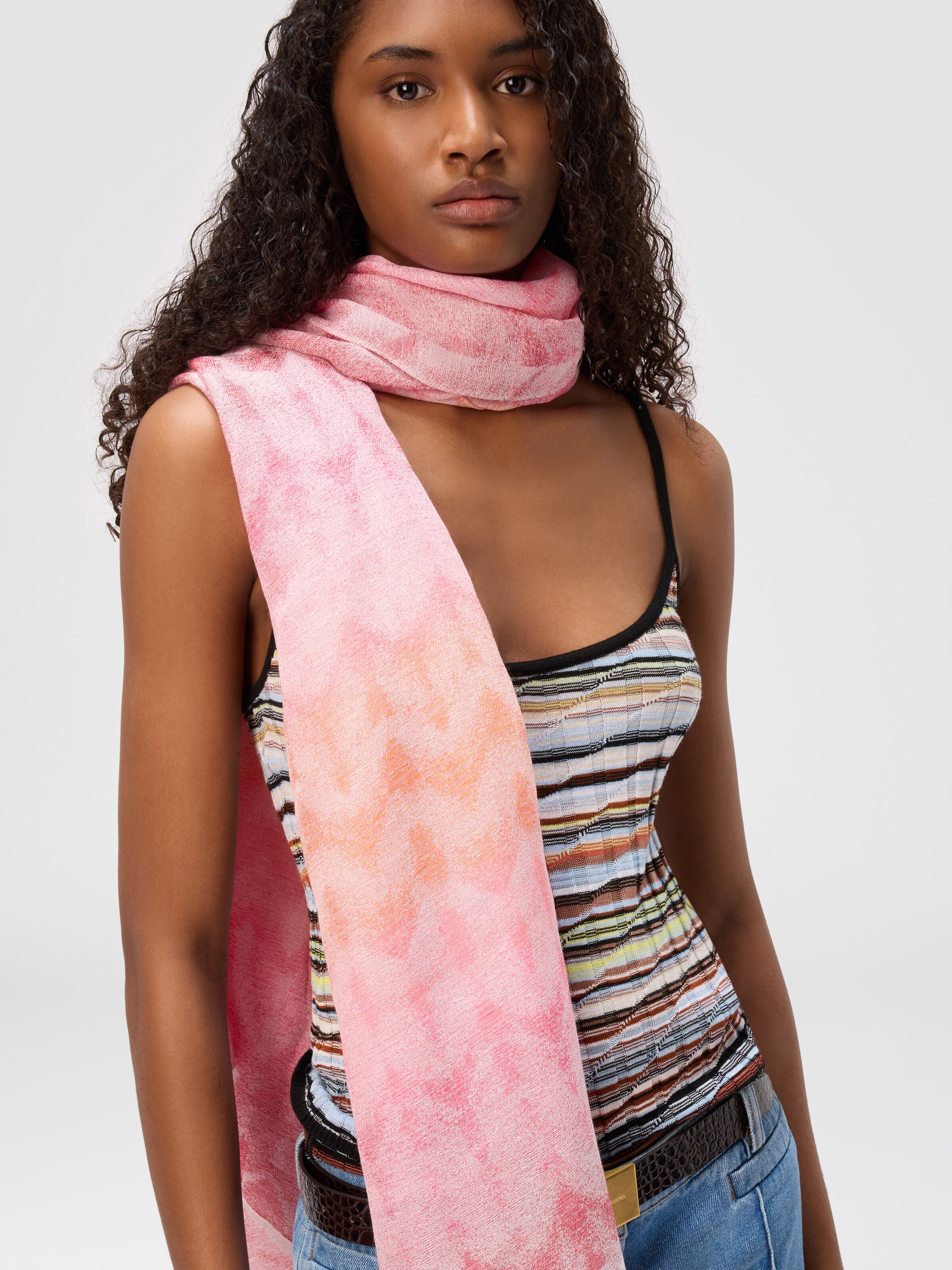 Bufanda con bordado dégradé en zigzag, Multicolor  - 2