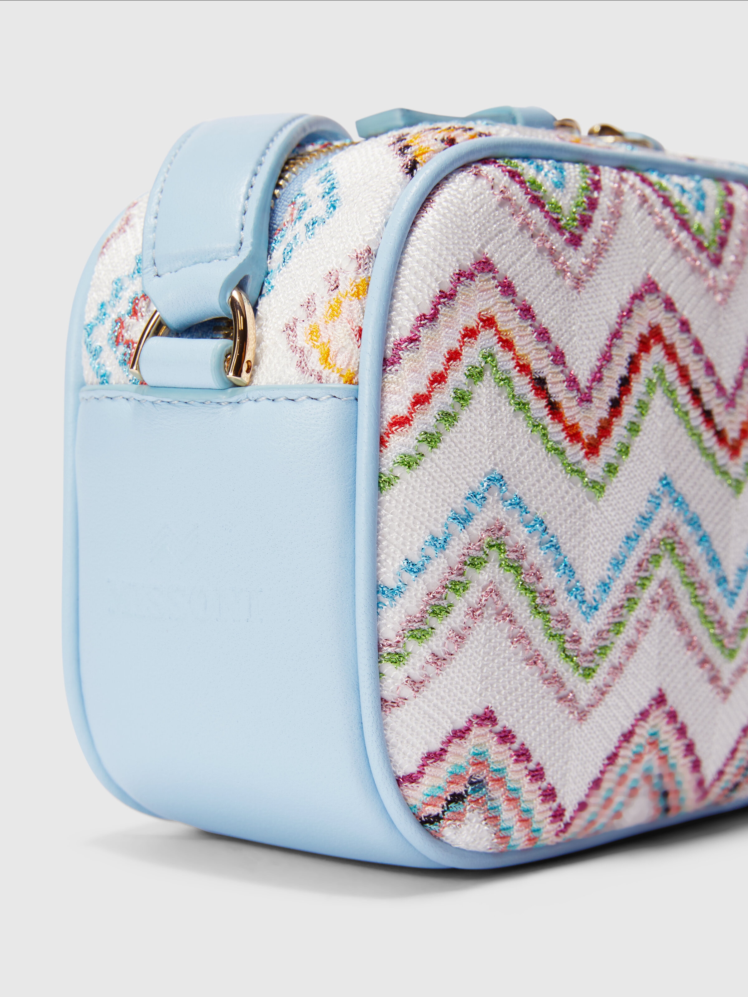 Schultertasche mit Zig Zag-Muster und verstellbarem Riemen, Blau - 2