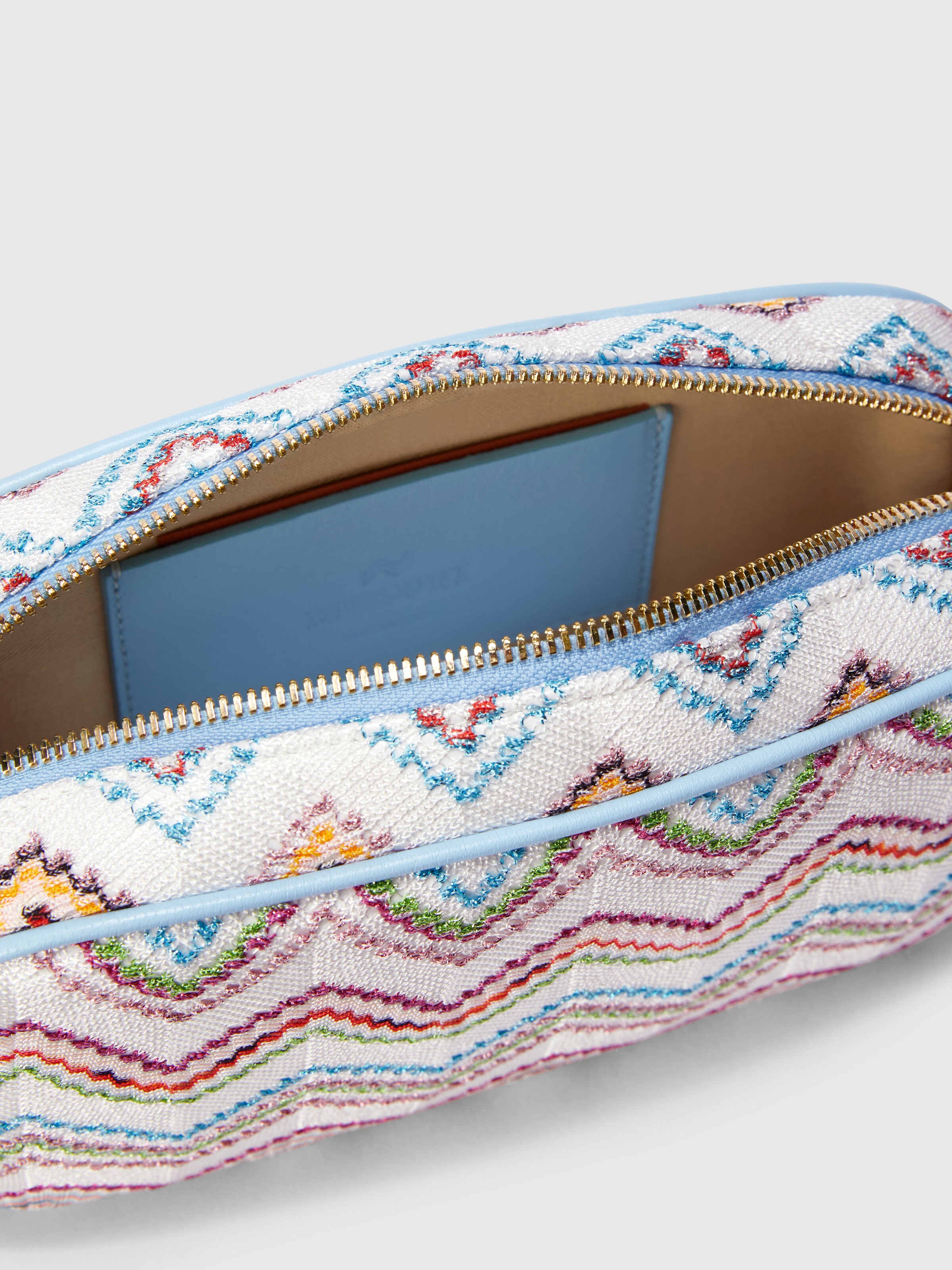 Schultertasche mit Zig Zag-Muster und verstellbarem Riemen, Blau - 3