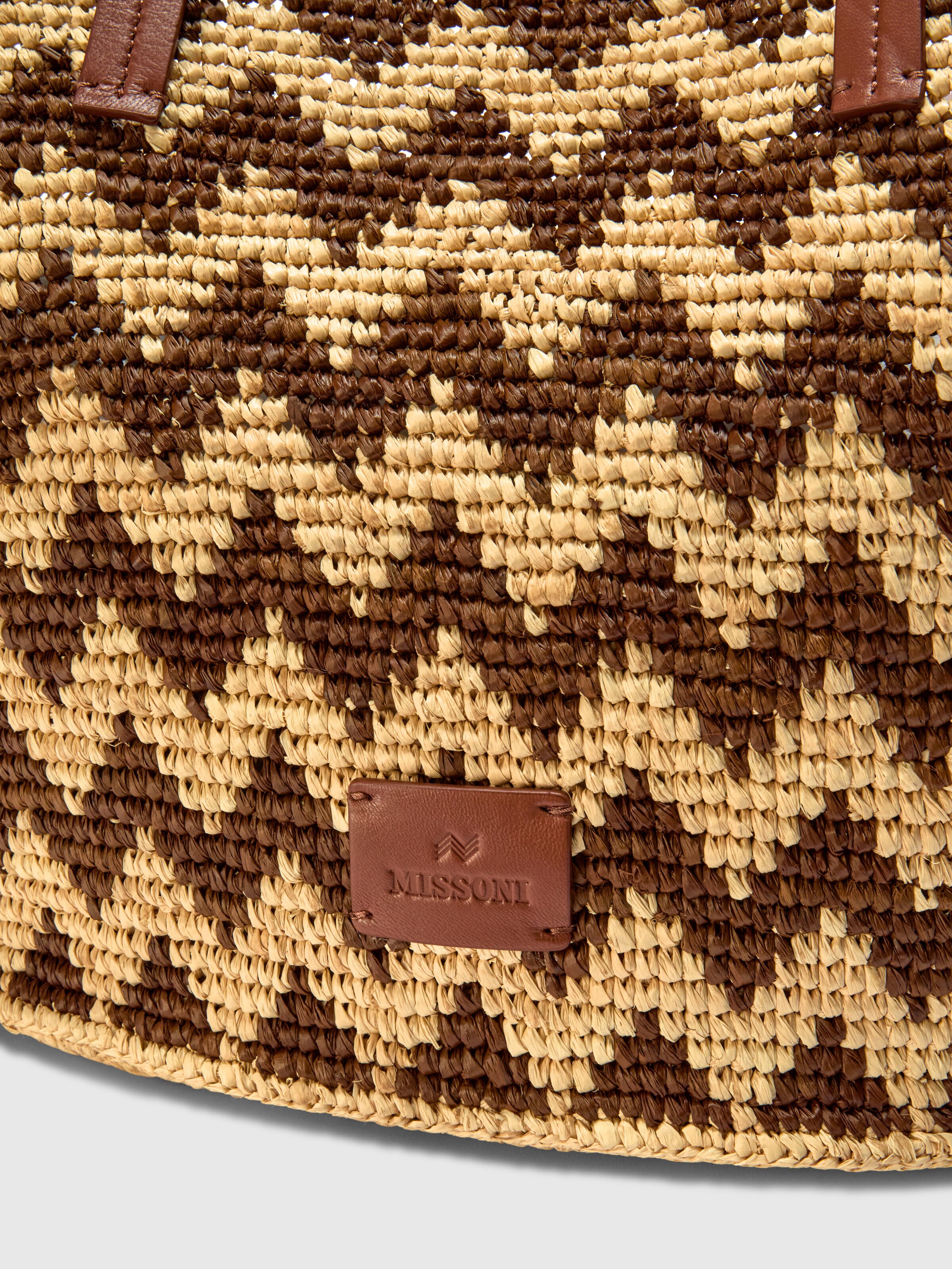 Raffia tote bag, Beige - 2