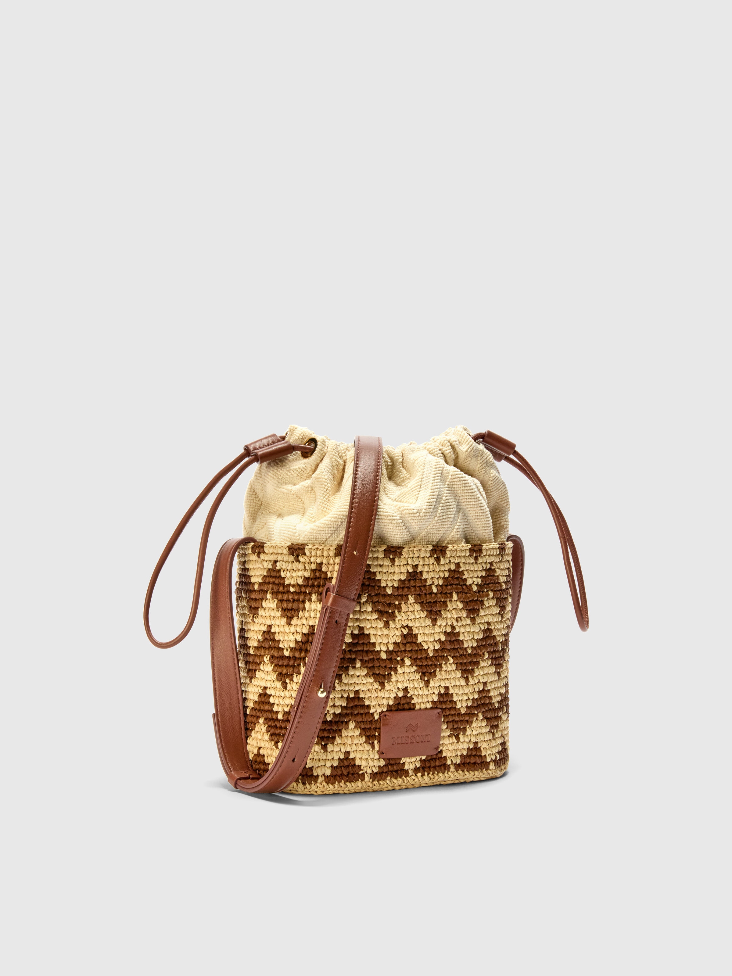 Raffia shoulder bag, Brown - 1