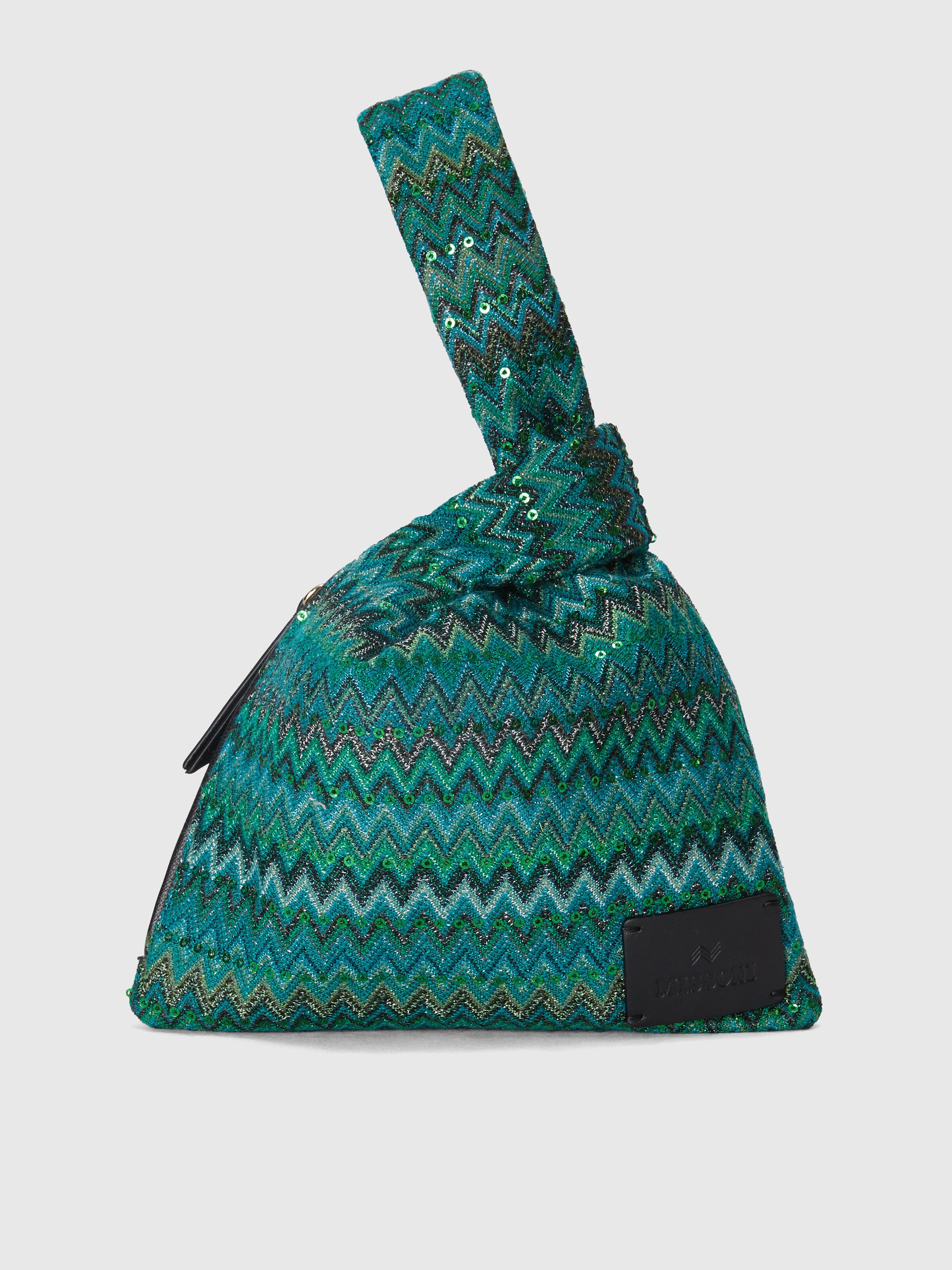 Handbag in zig zag viscose blend, Multicoloured  - 0