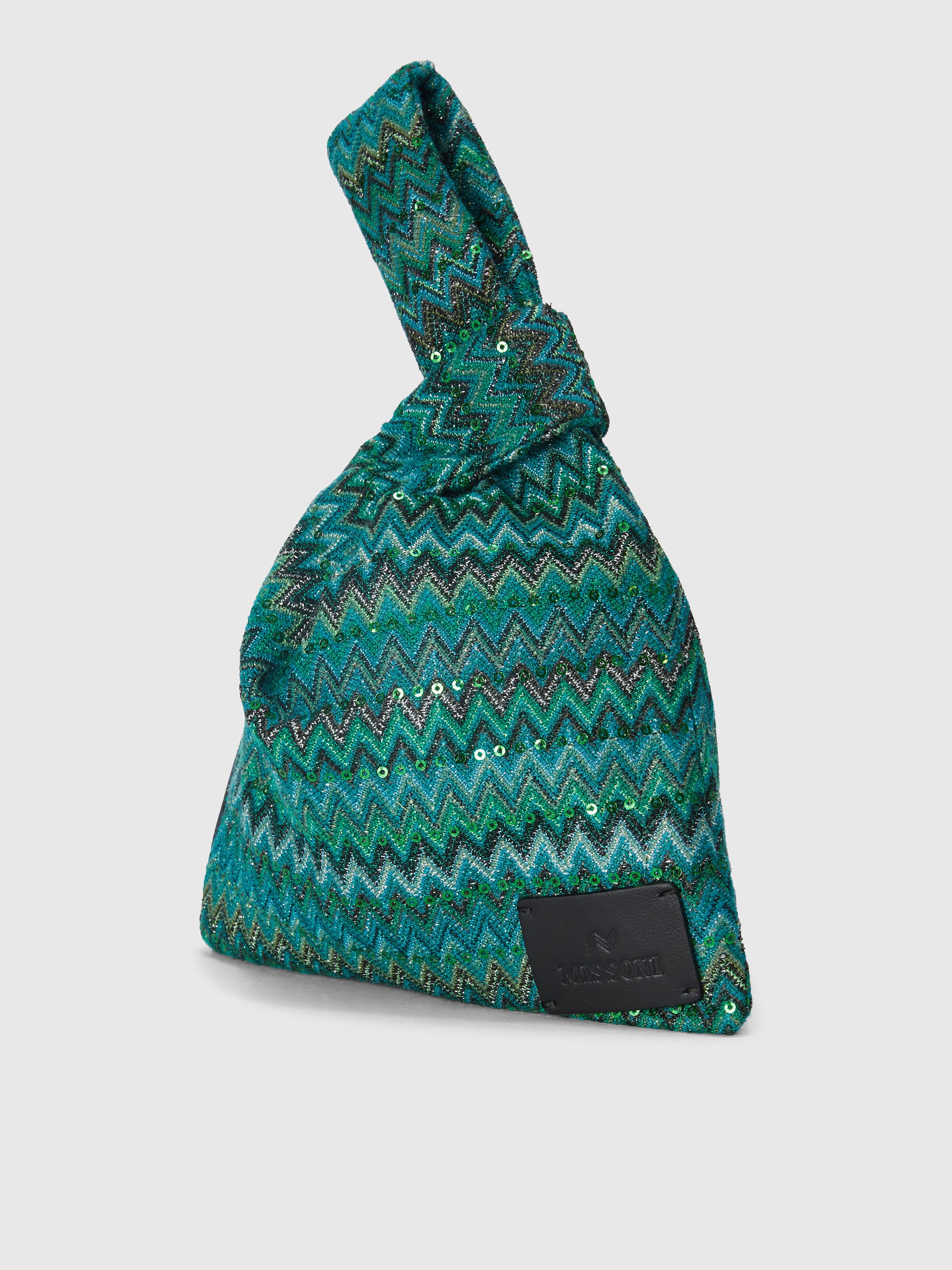 Handbag in zig zag viscose blend, Multicoloured  - 1