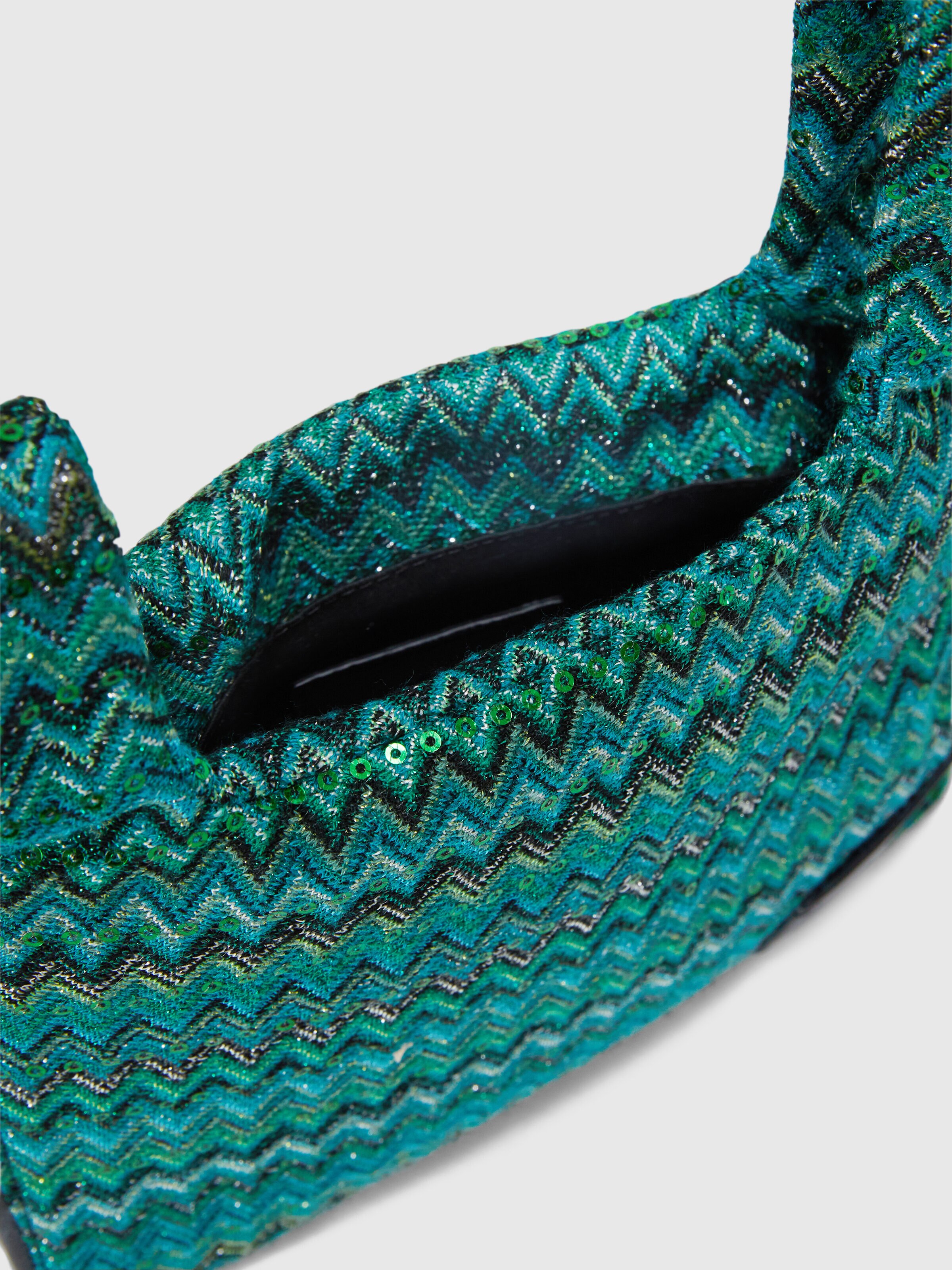 Handbag in zig zag viscose blend, Multicoloured  - 3