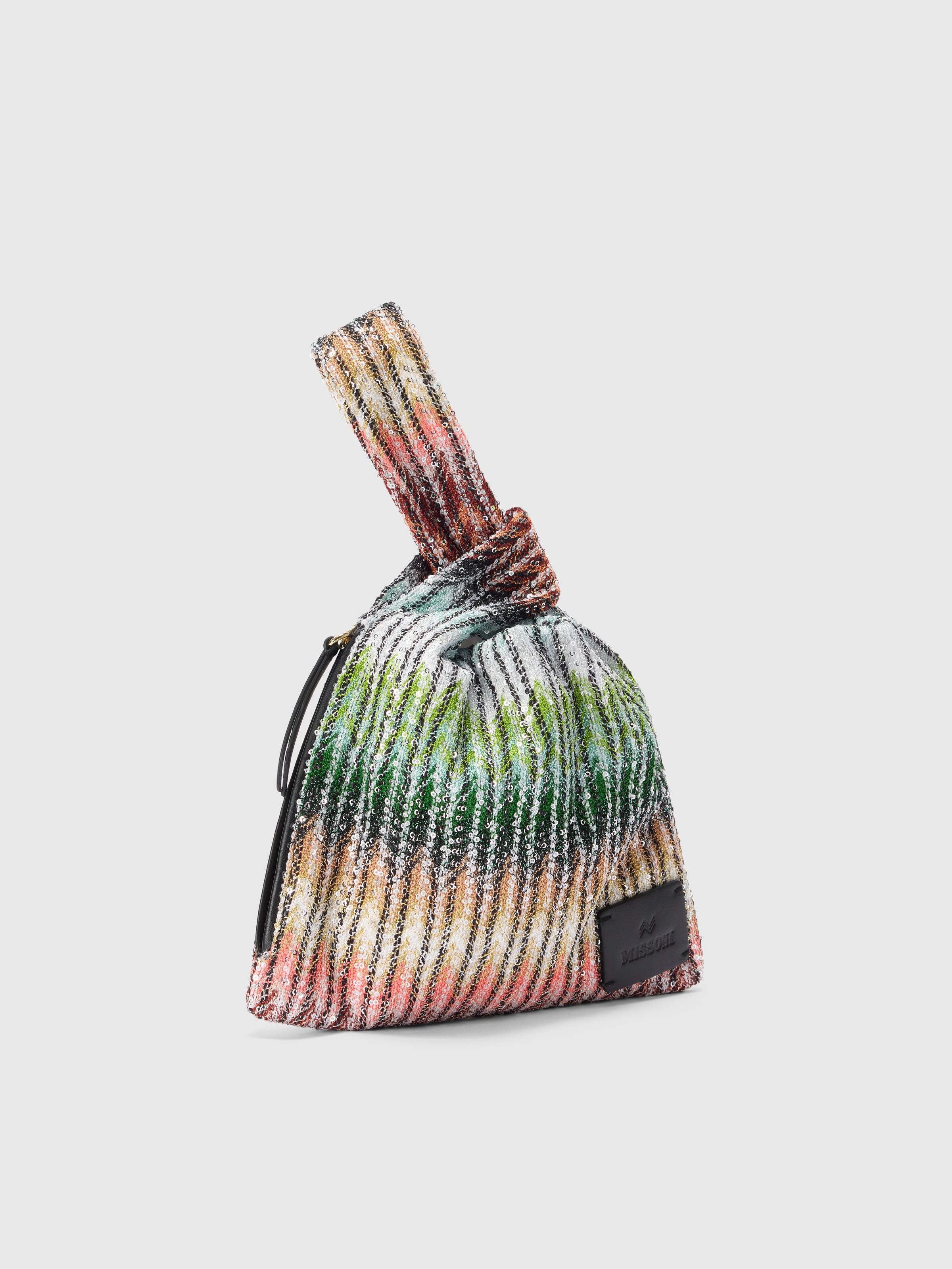 Handbag in zig zag viscose blend, Multicoloured  - 1