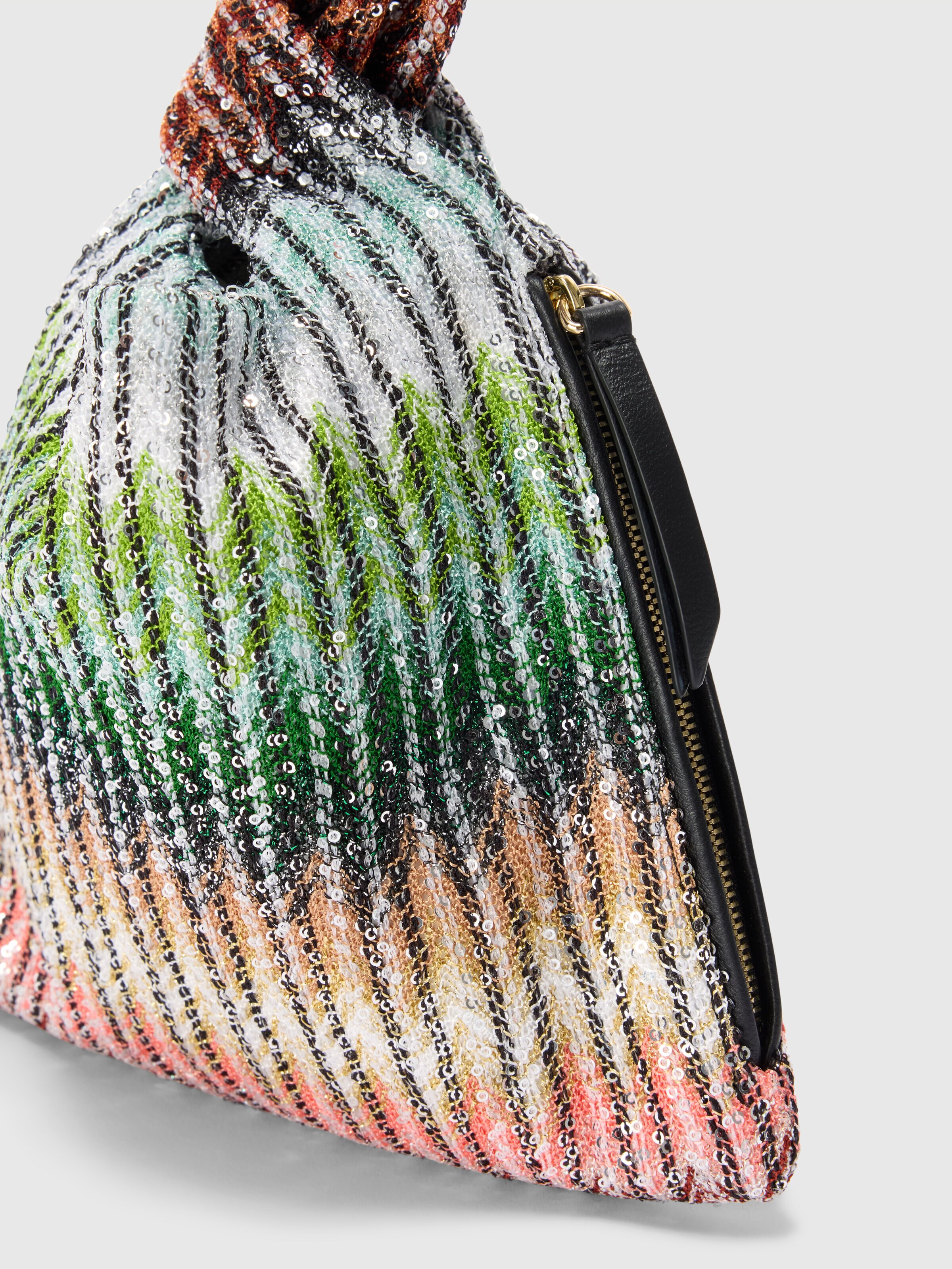 Handbag in zig zag viscose blend, Multicoloured  - 2
