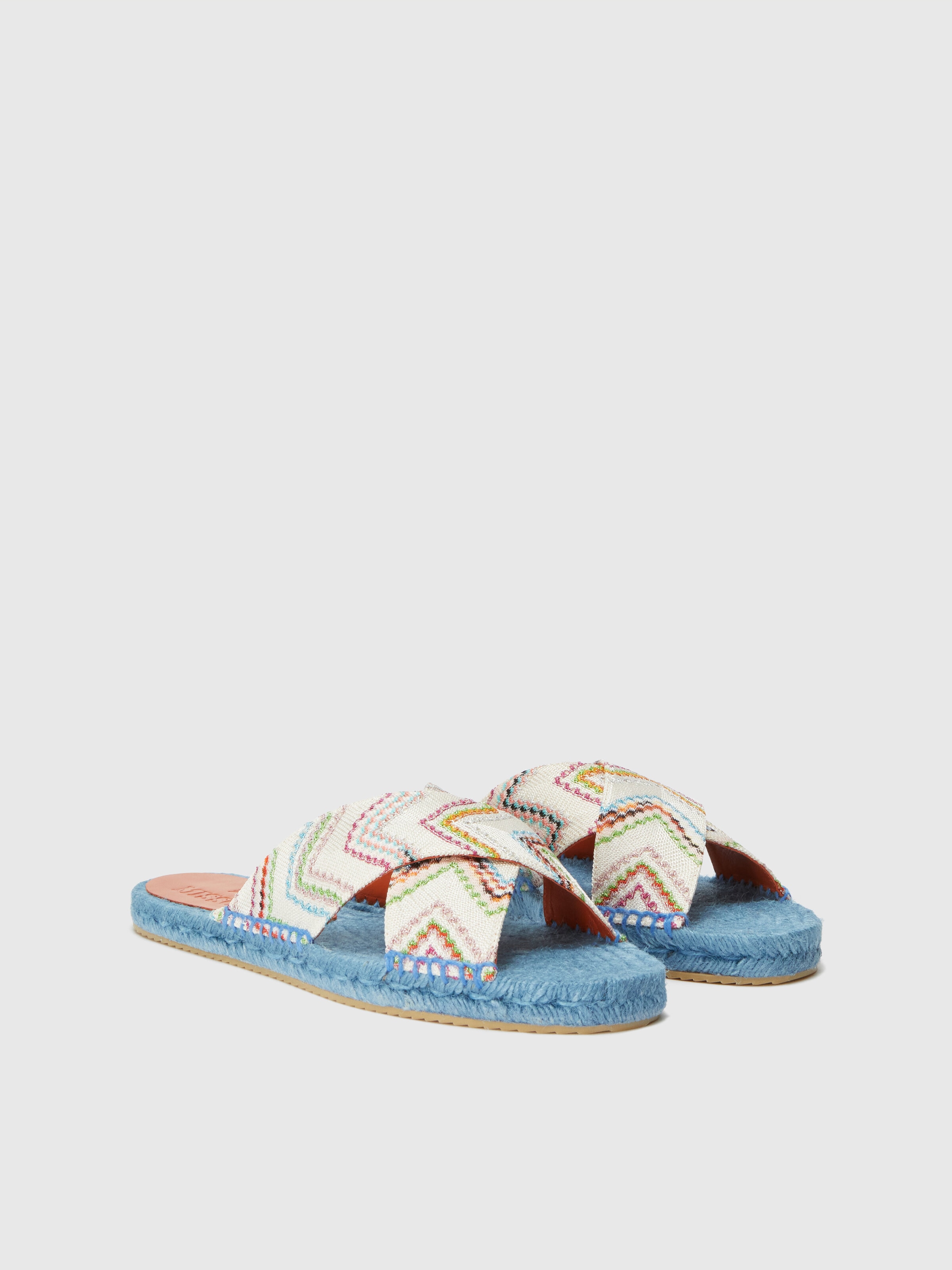 Espadrilles mit doppeltem Zickzack-Riemen, Blau - 1