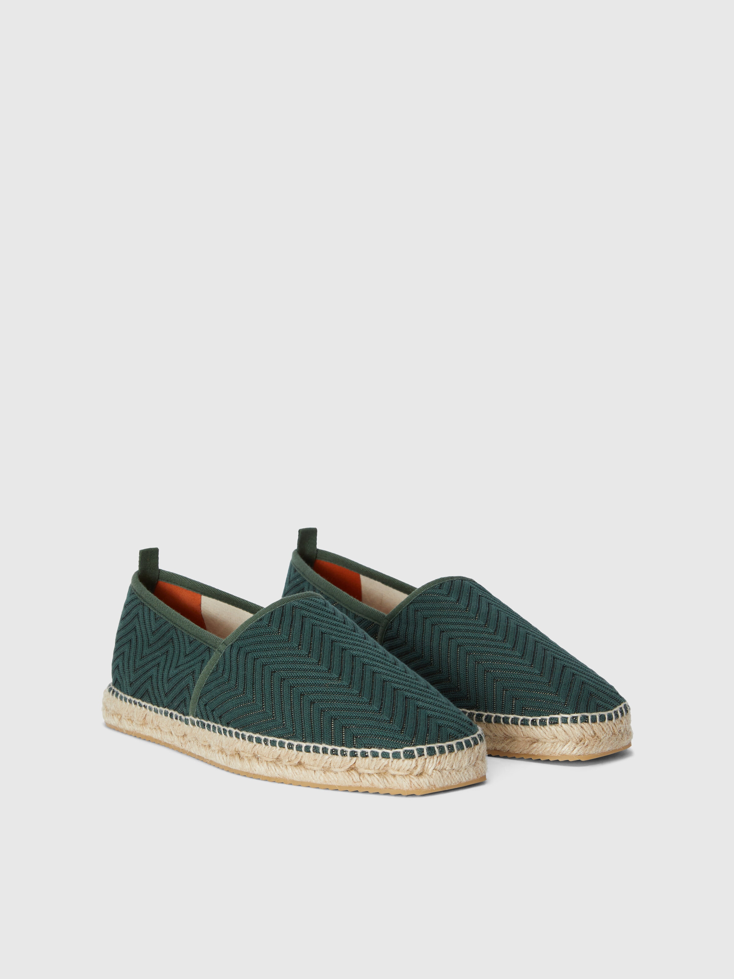 Espadrilles à motif zig zag avec semelle en corde, Vert  - 1